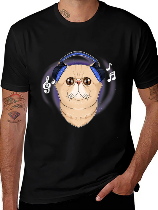 Cool Cat Headphones Graphic T-Shirt
