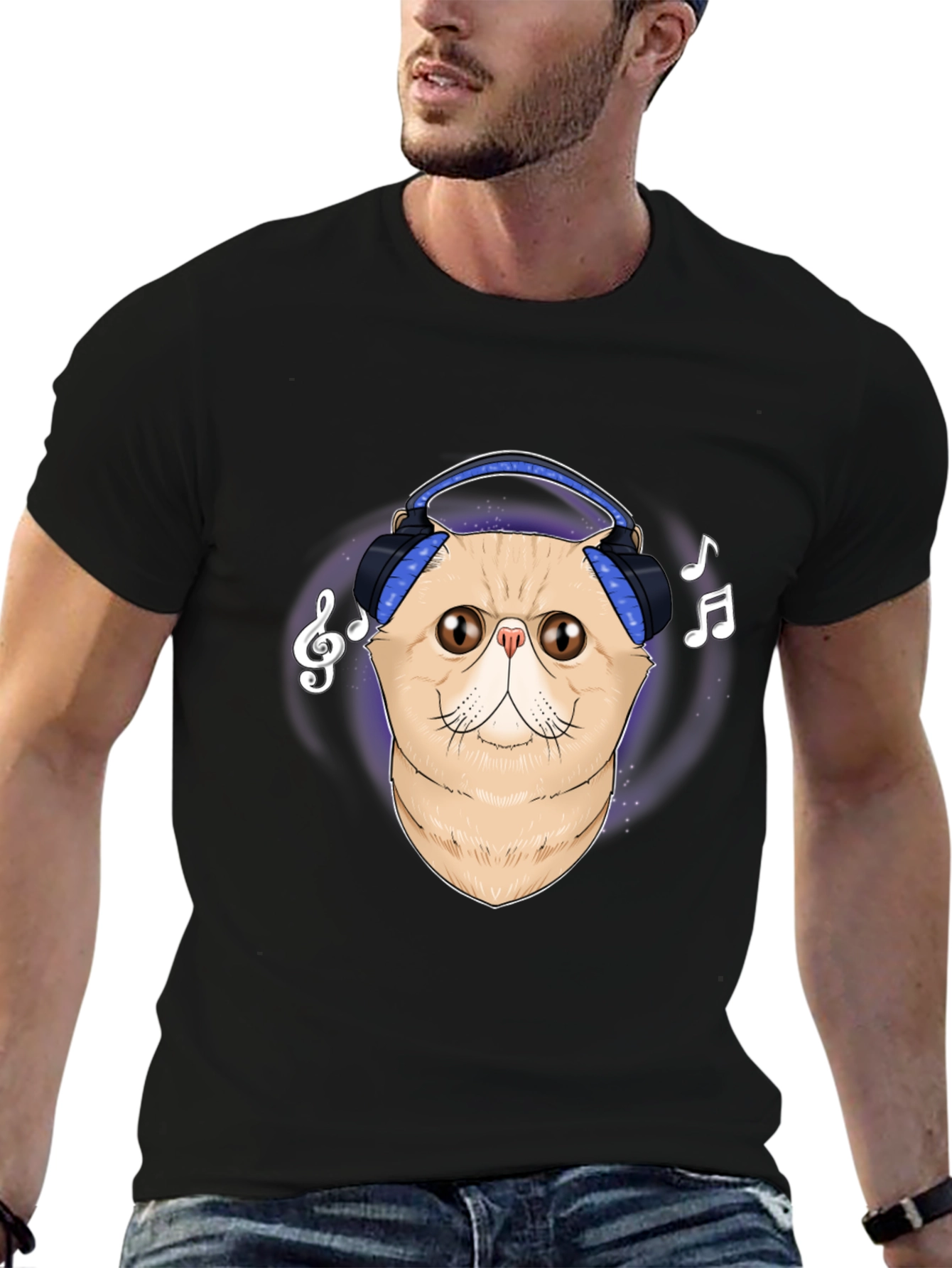 Cool Cat Headphones Graphic T-Shirt