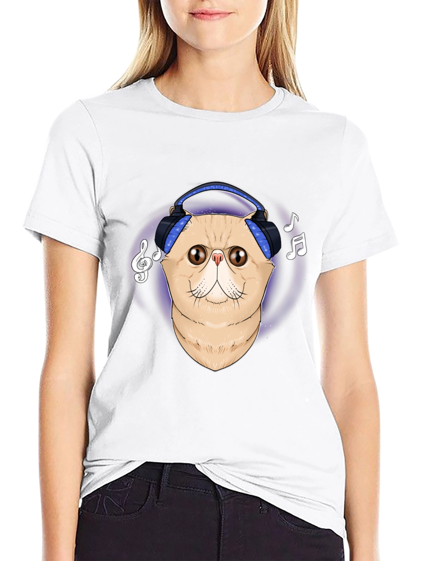 Cool Cat Headphones Graphic T-Shirt