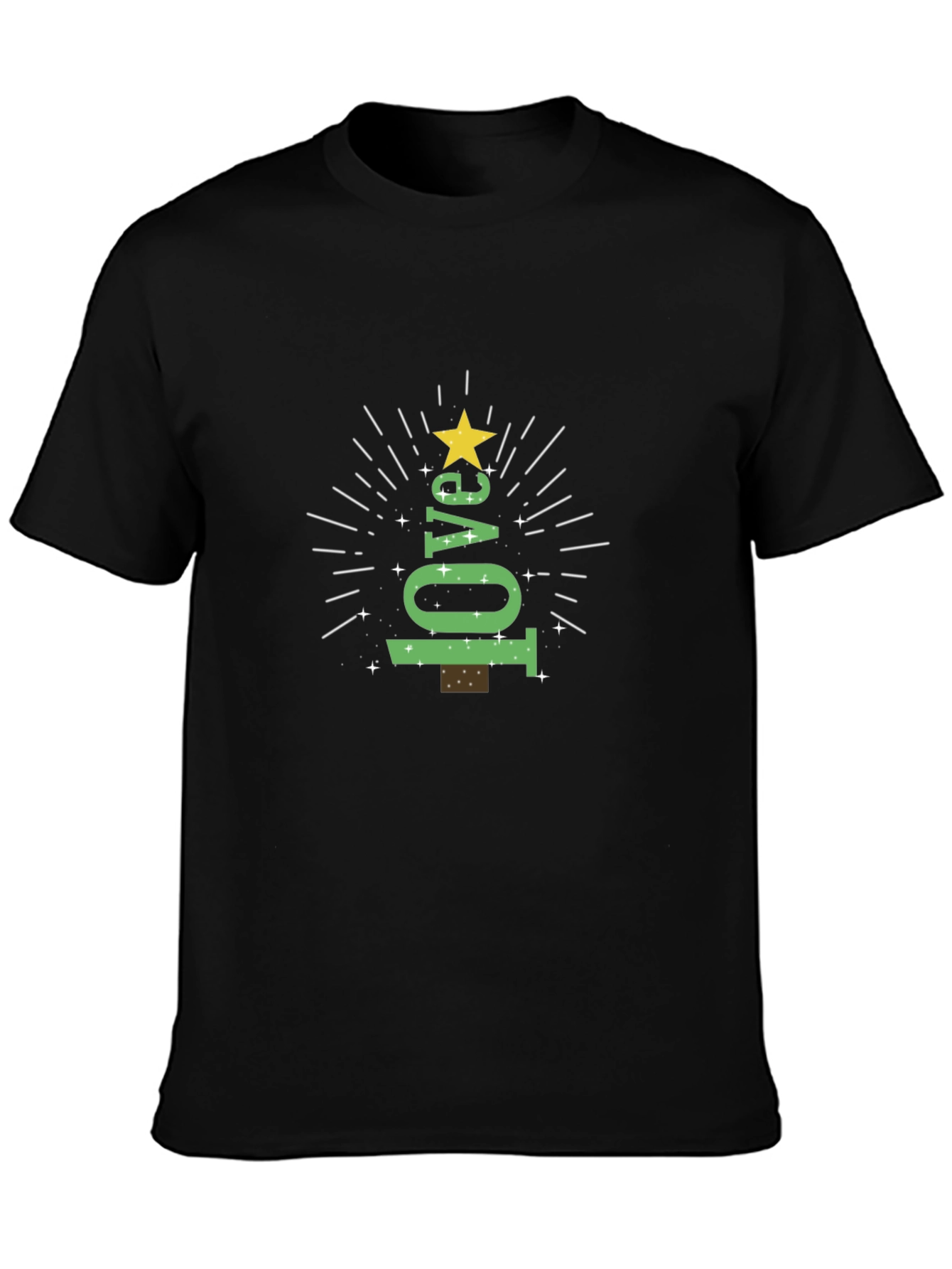Festive Love Tree Graphic Tee - Black