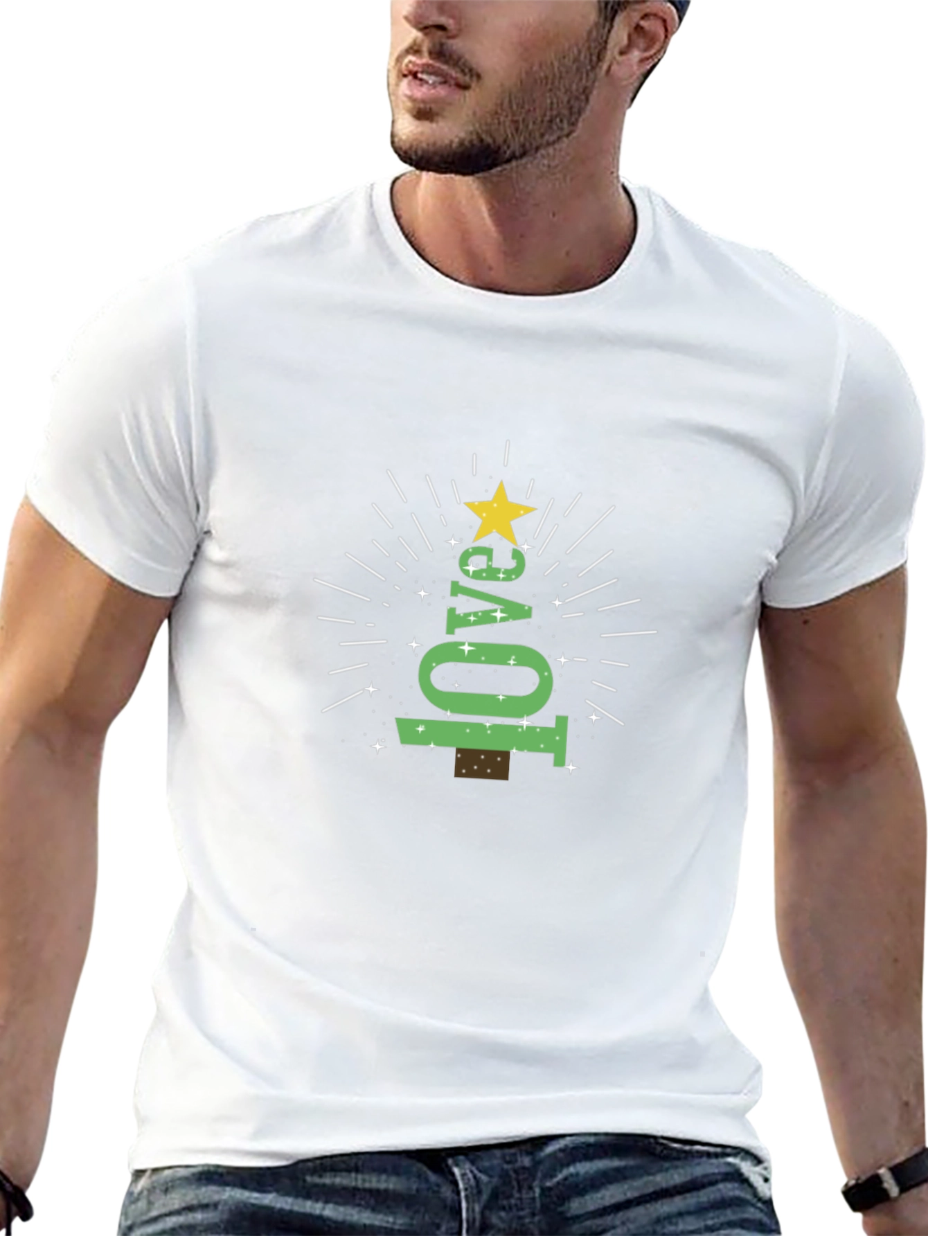Festive Love Tree Graphic Tee - Black