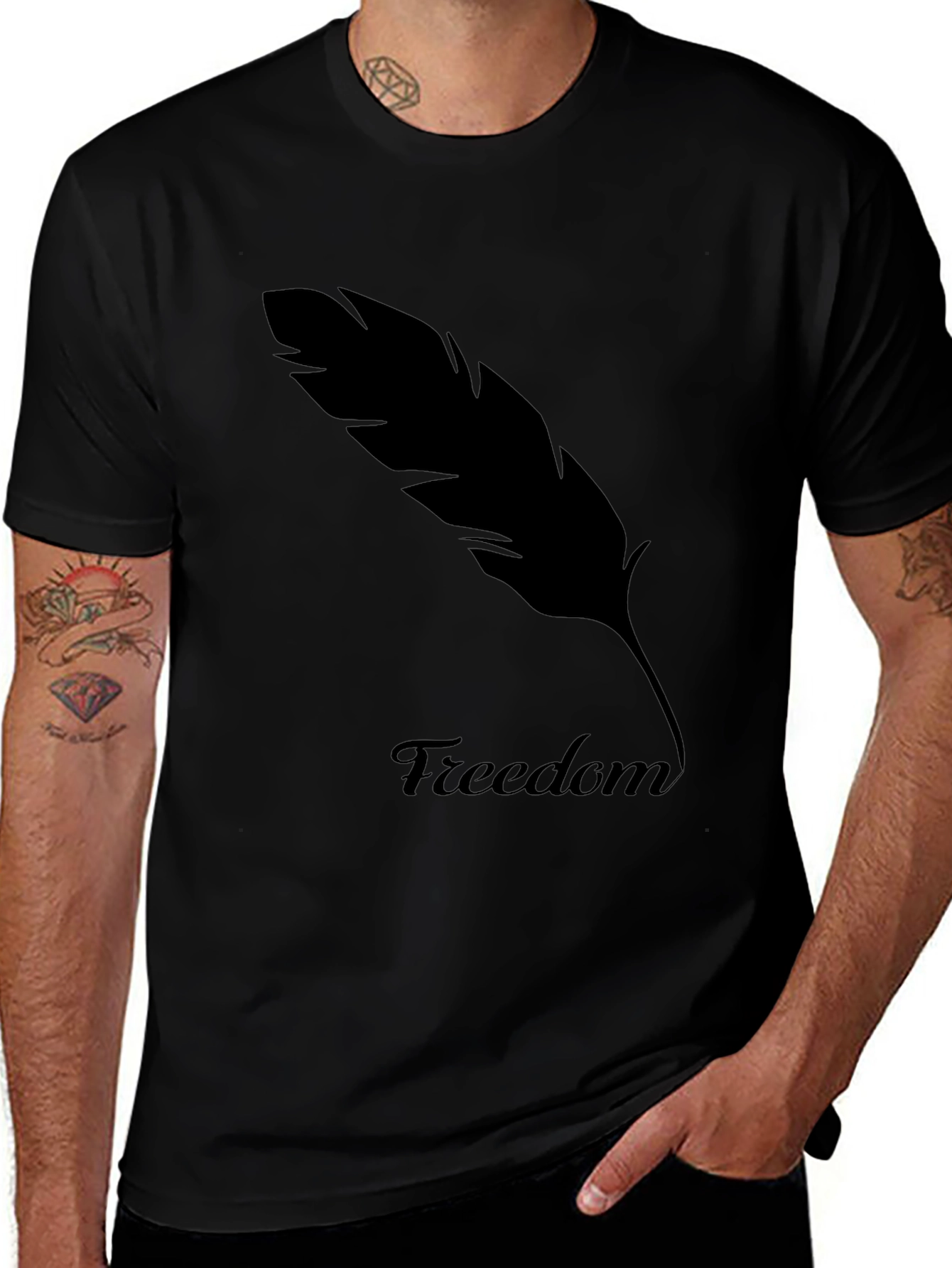 Freedom Feather Graphic Tee - Classic Black T-Shirt