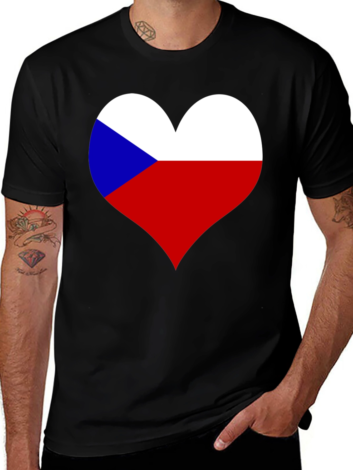 Czech Republic Flag Heart T-Shirt - Show Your Love!