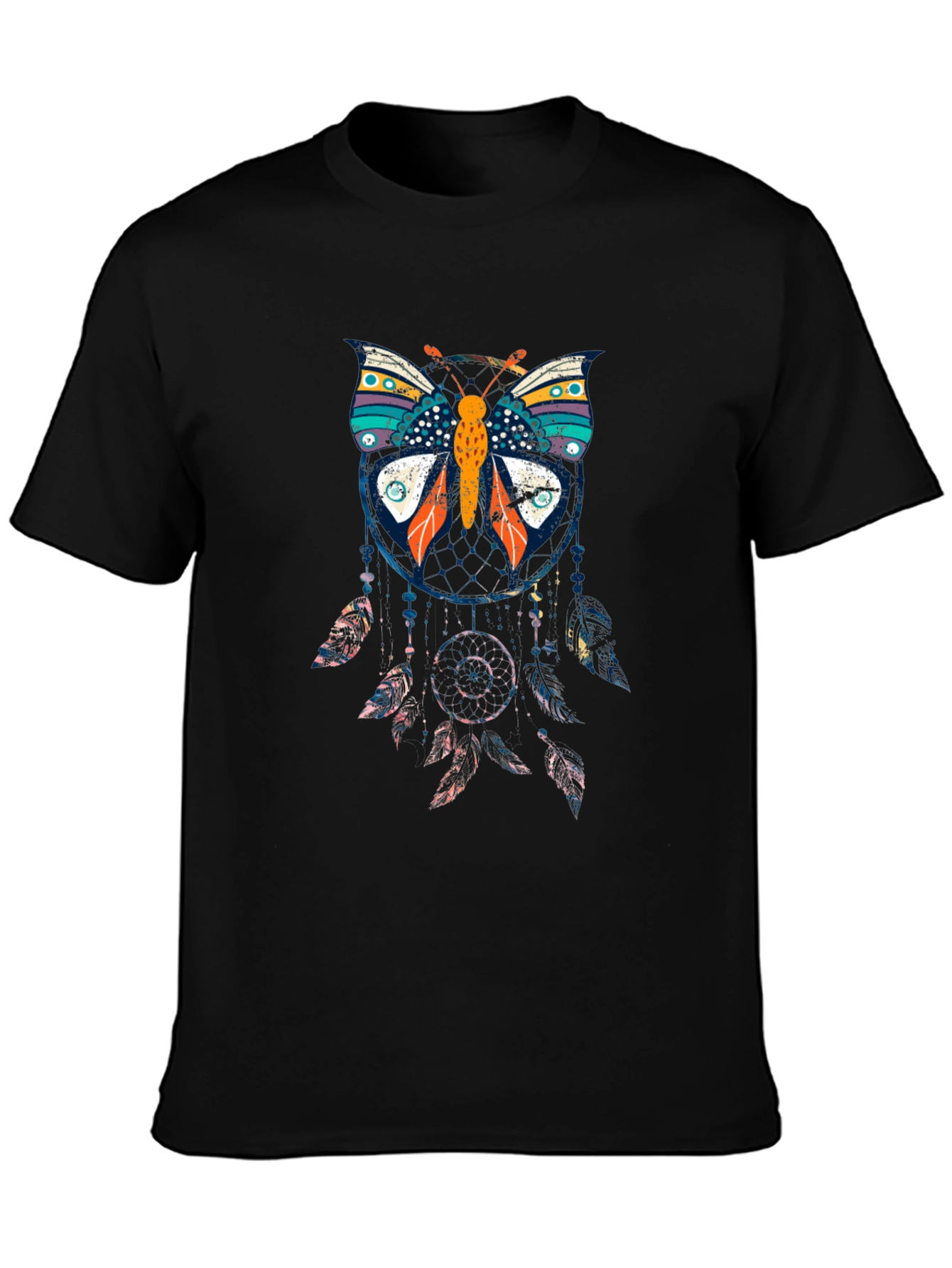 Butterfly Dreamcatcher Graphic Black T-Shirt