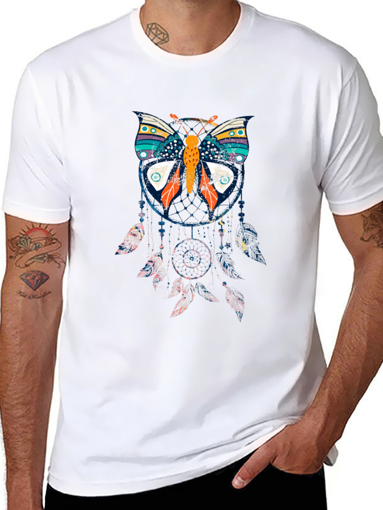 Butterfly Dreamcatcher Graphic Black T-Shirt