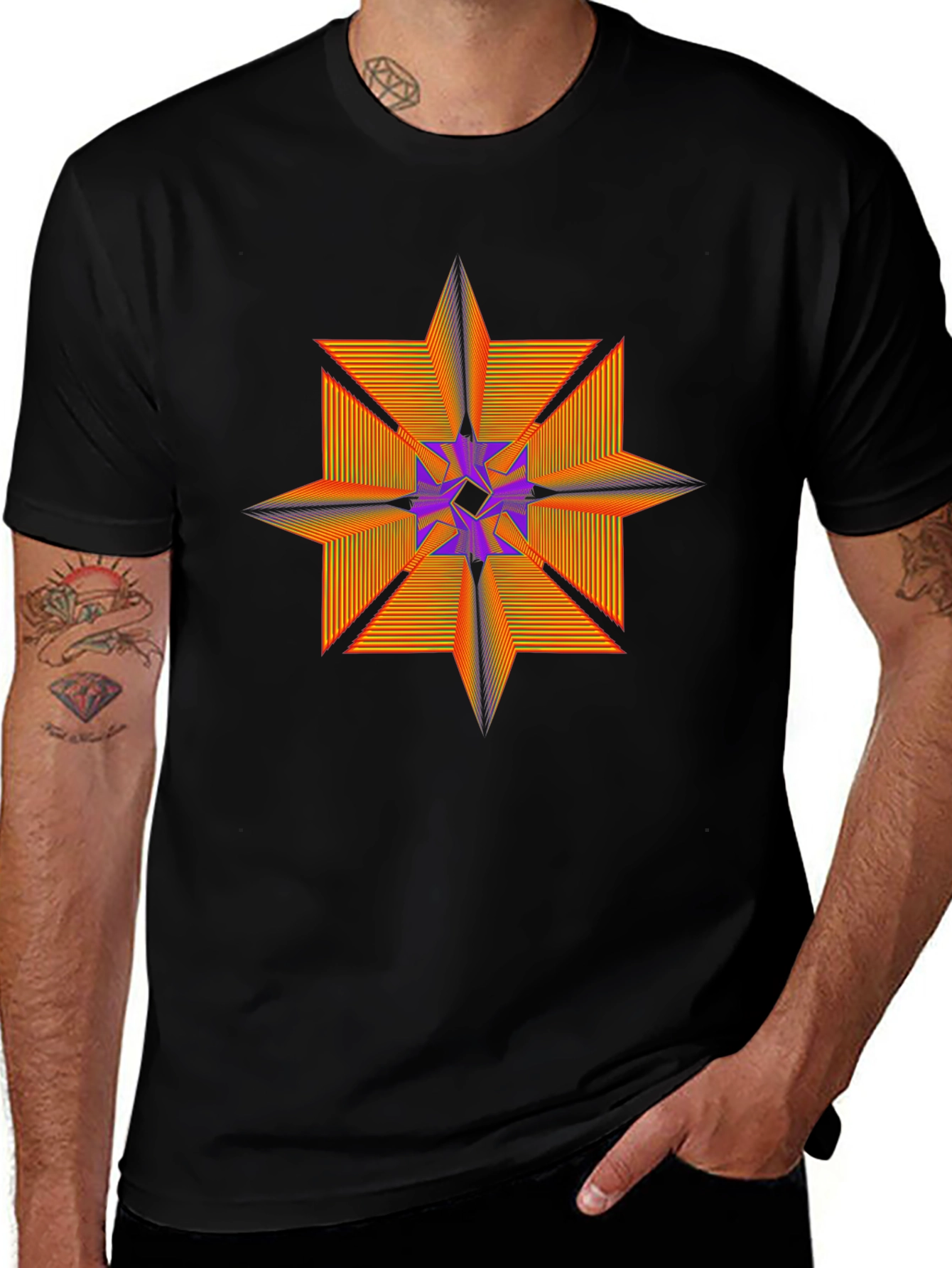 Abstract Star Graphic Tee - Modern Geometric Design
