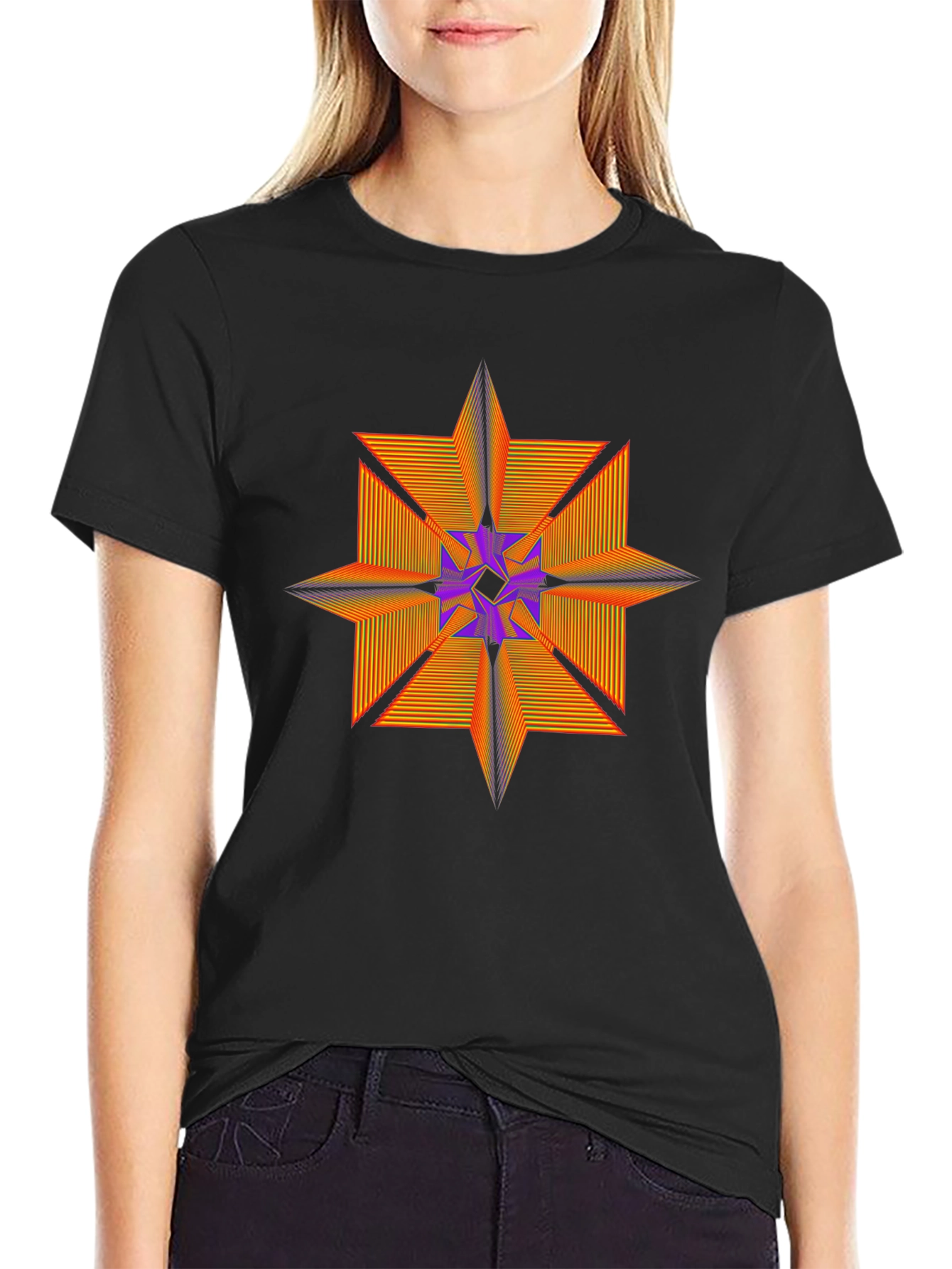 Abstract Star Graphic Tee - Modern Geometric Design