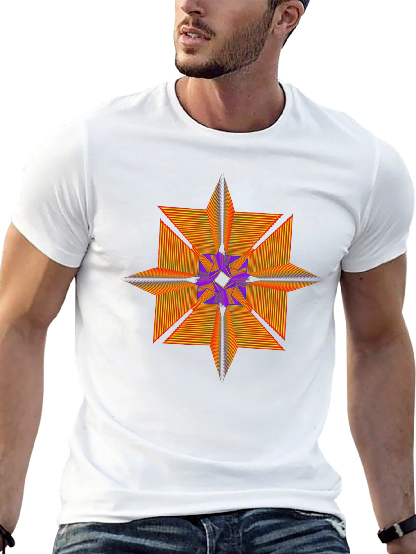 Abstract Star Graphic Tee - Modern Geometric Design