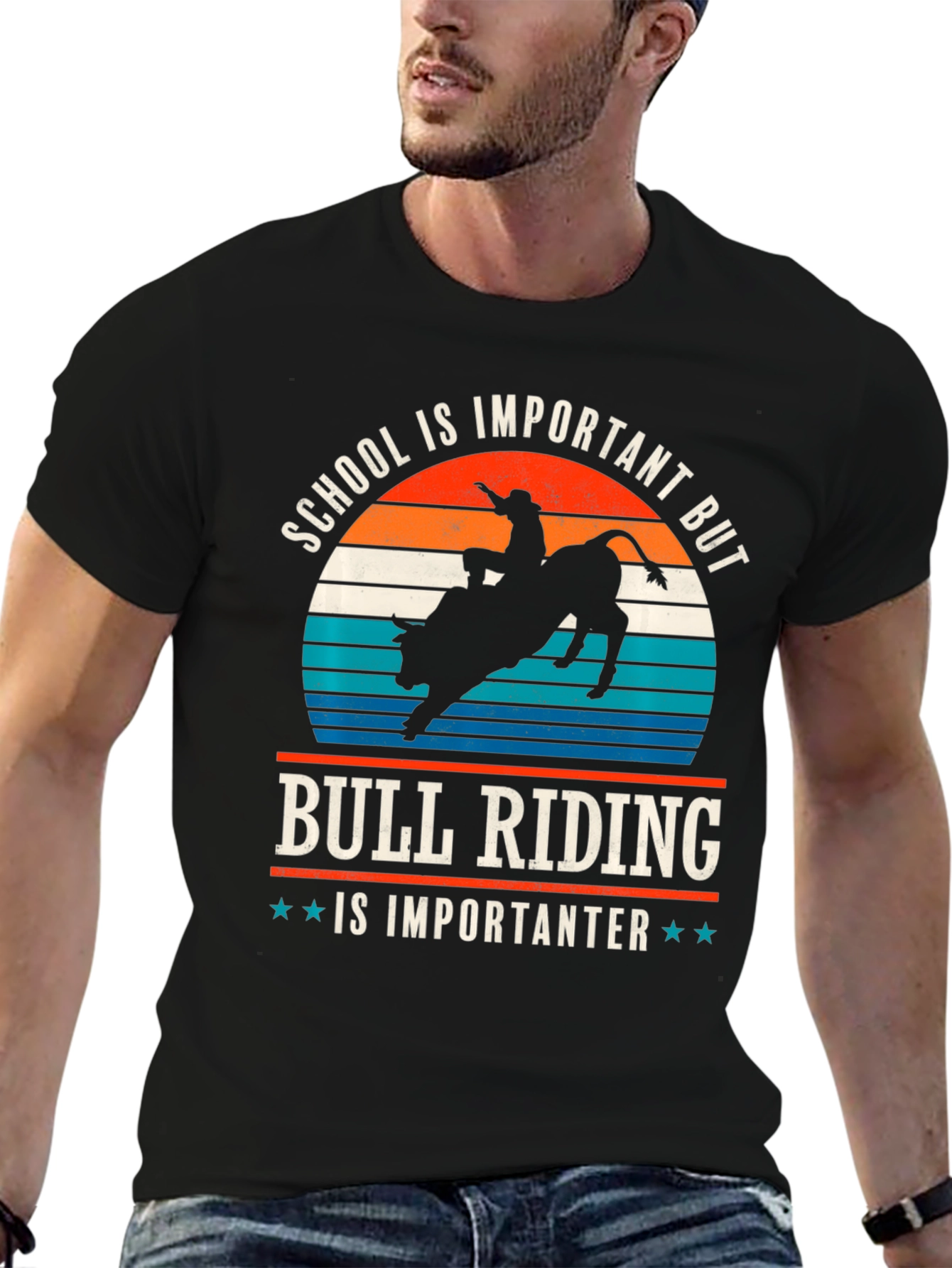 Bull Riding T-Shirt - School is Important But...