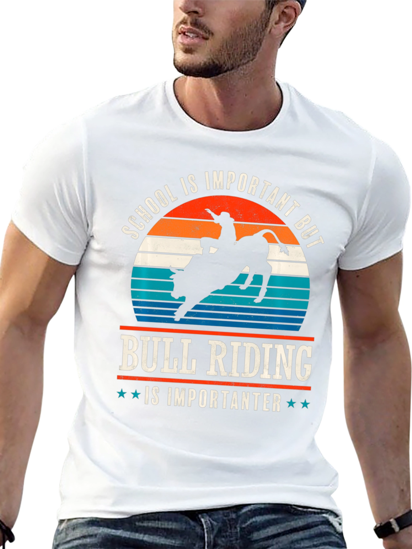 Bull Riding T-Shirt - School is Important But...