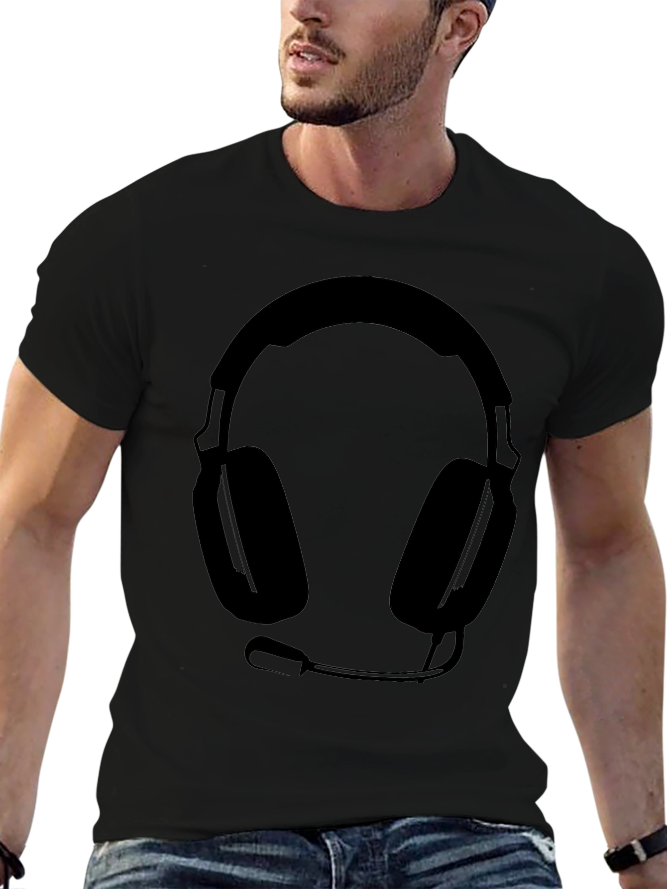 Gamer Headset Graphic T-Shirt - Black