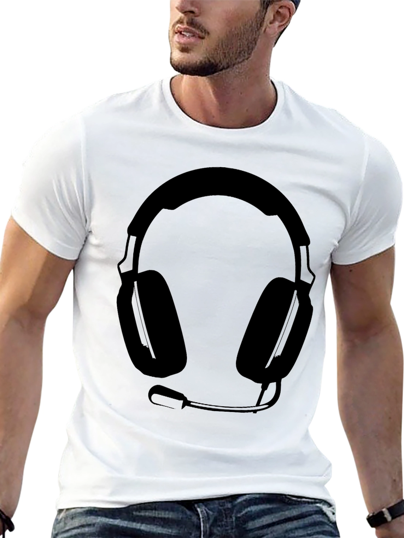 Gamer Headset Graphic T-Shirt - Black