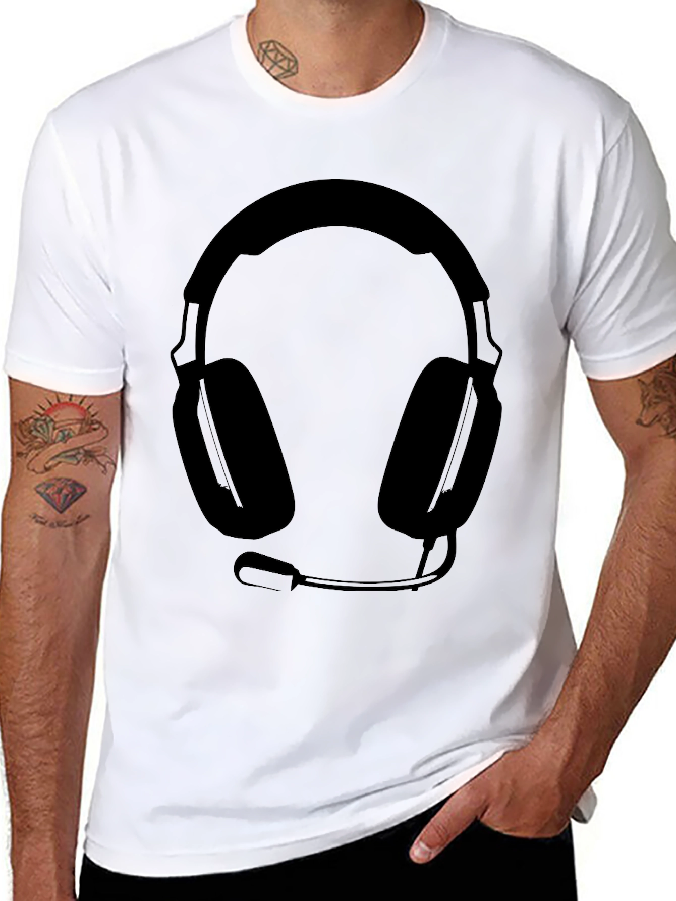 Gamer Headset Graphic T-Shirt - Black