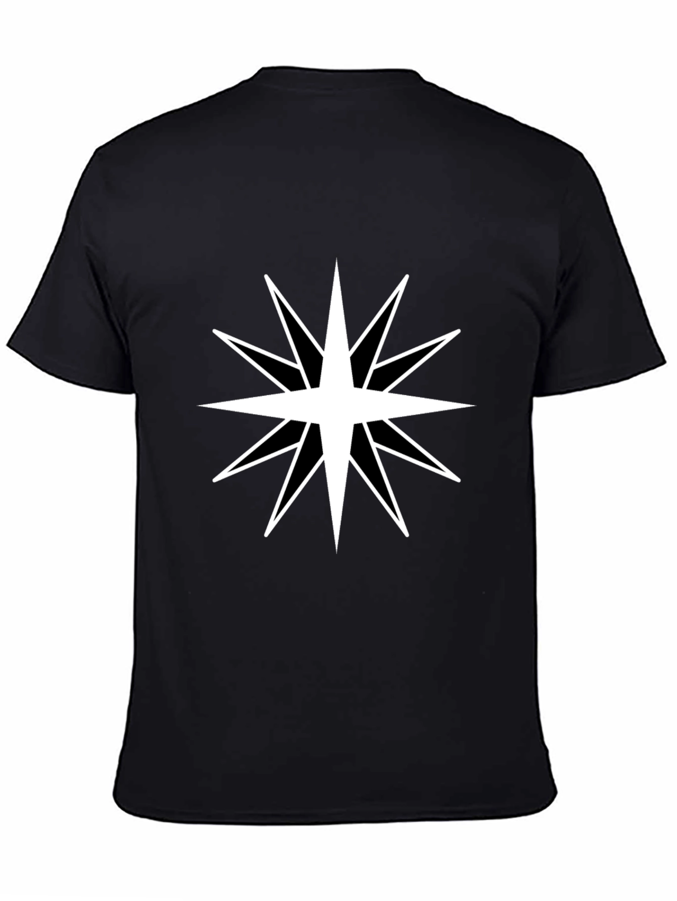 Mens Black T-Shirt with White Star Design