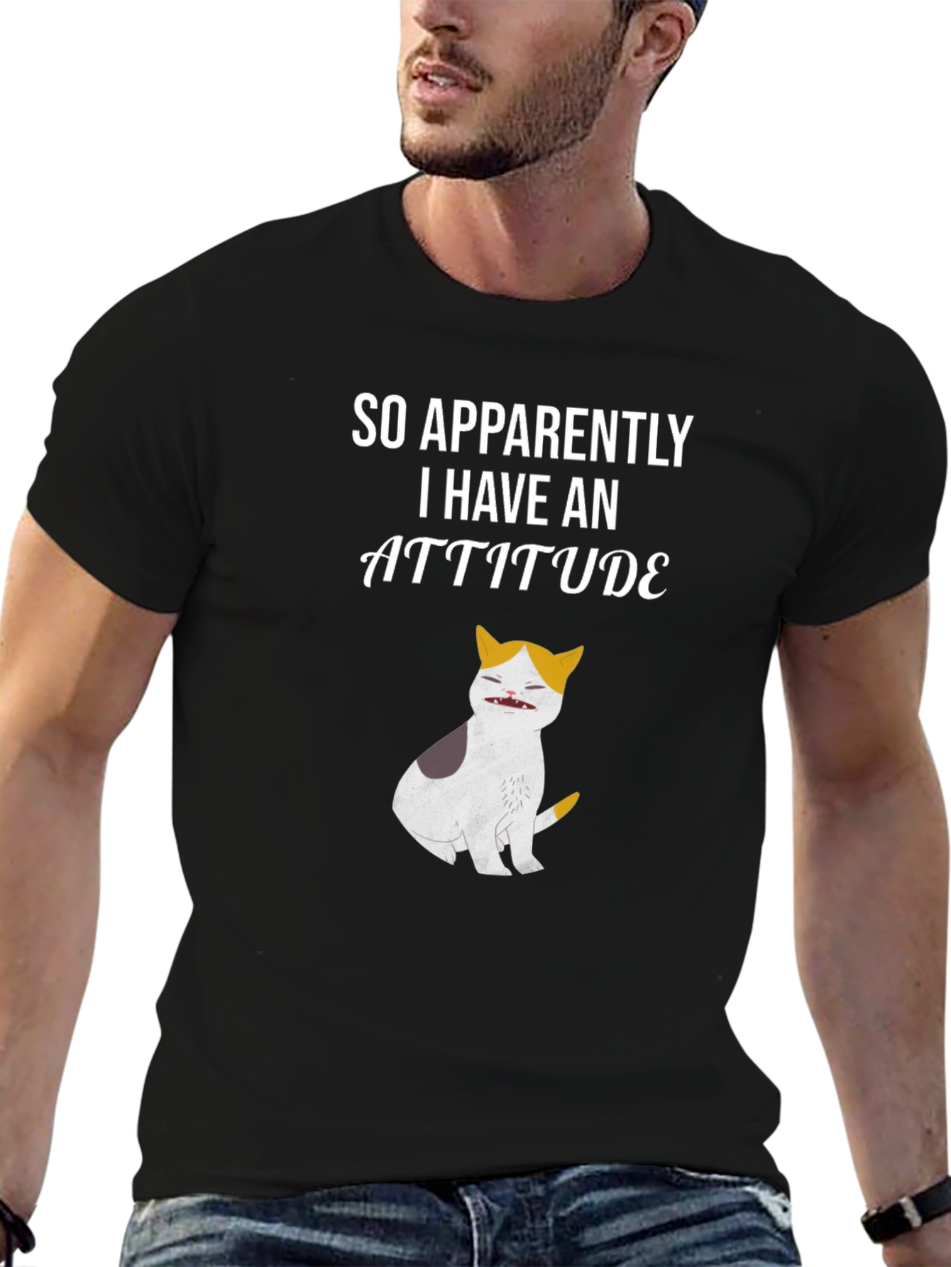 Attitude Cat Graphic Tee - Funny Novelty T-Shirt