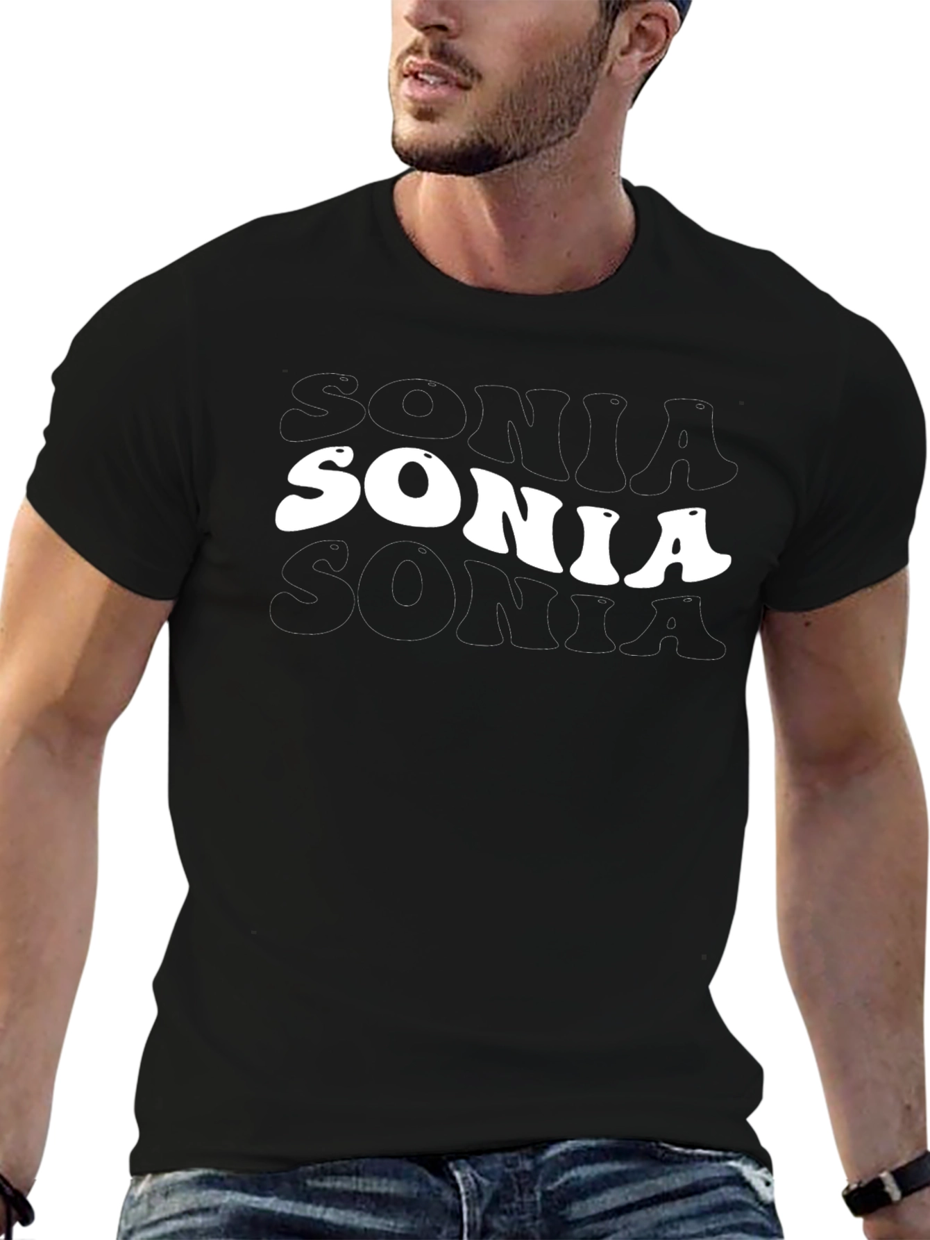 Retro Sonia T-Shirt - Black Cotton Blend Tee
