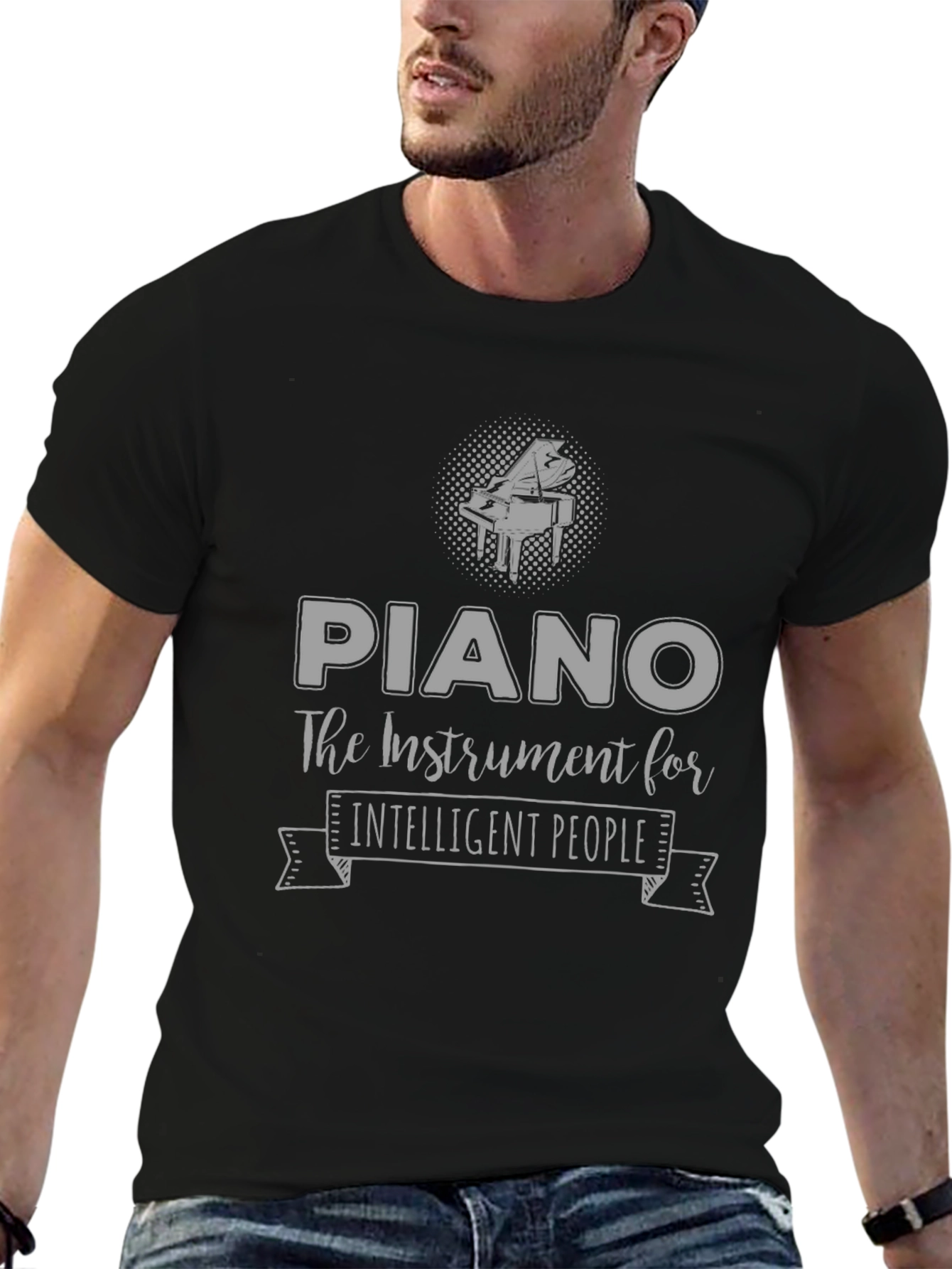 Piano Intelligent People T-Shirt - Black