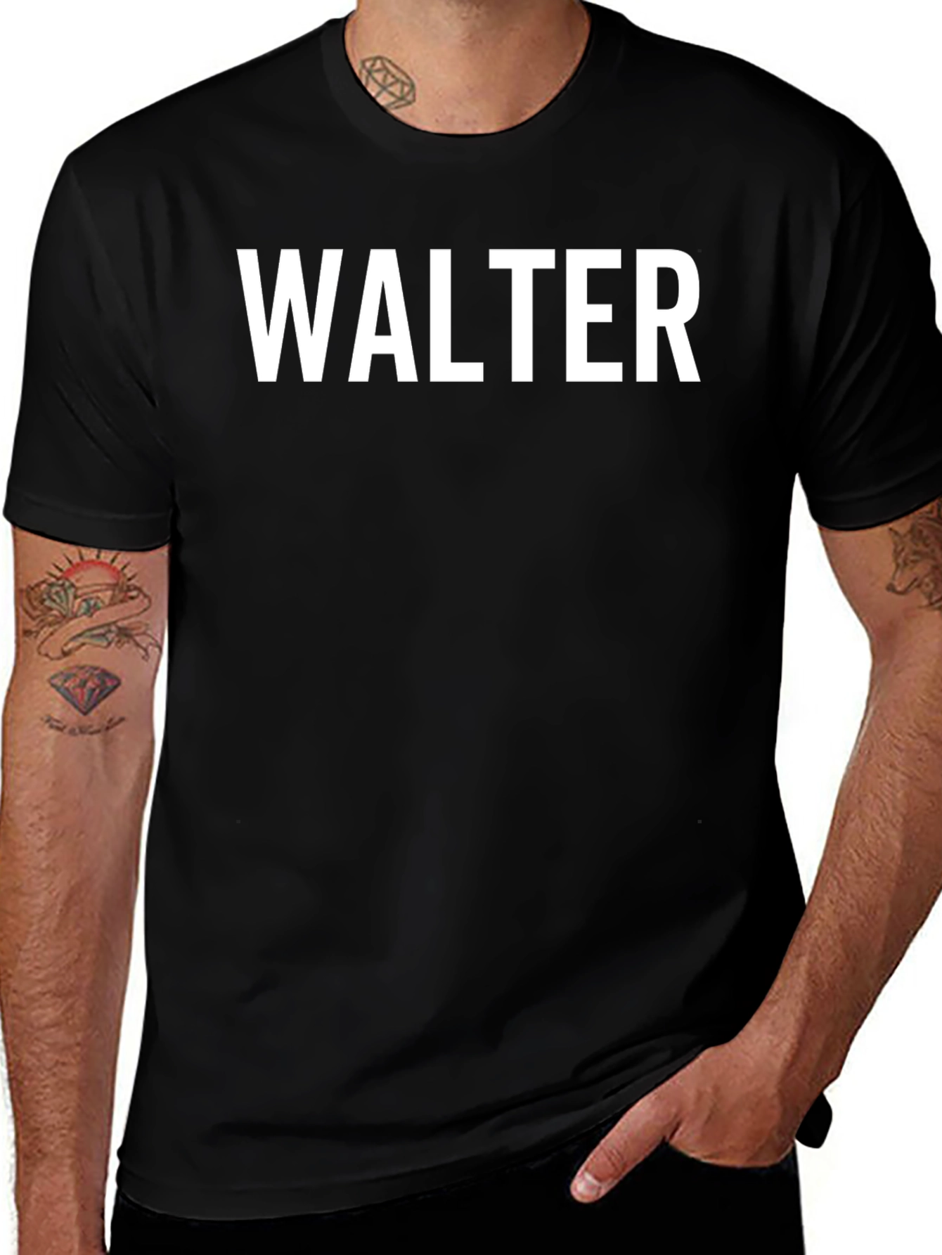 Walter Graphic T-Shirt | Black Crew Neck Tee