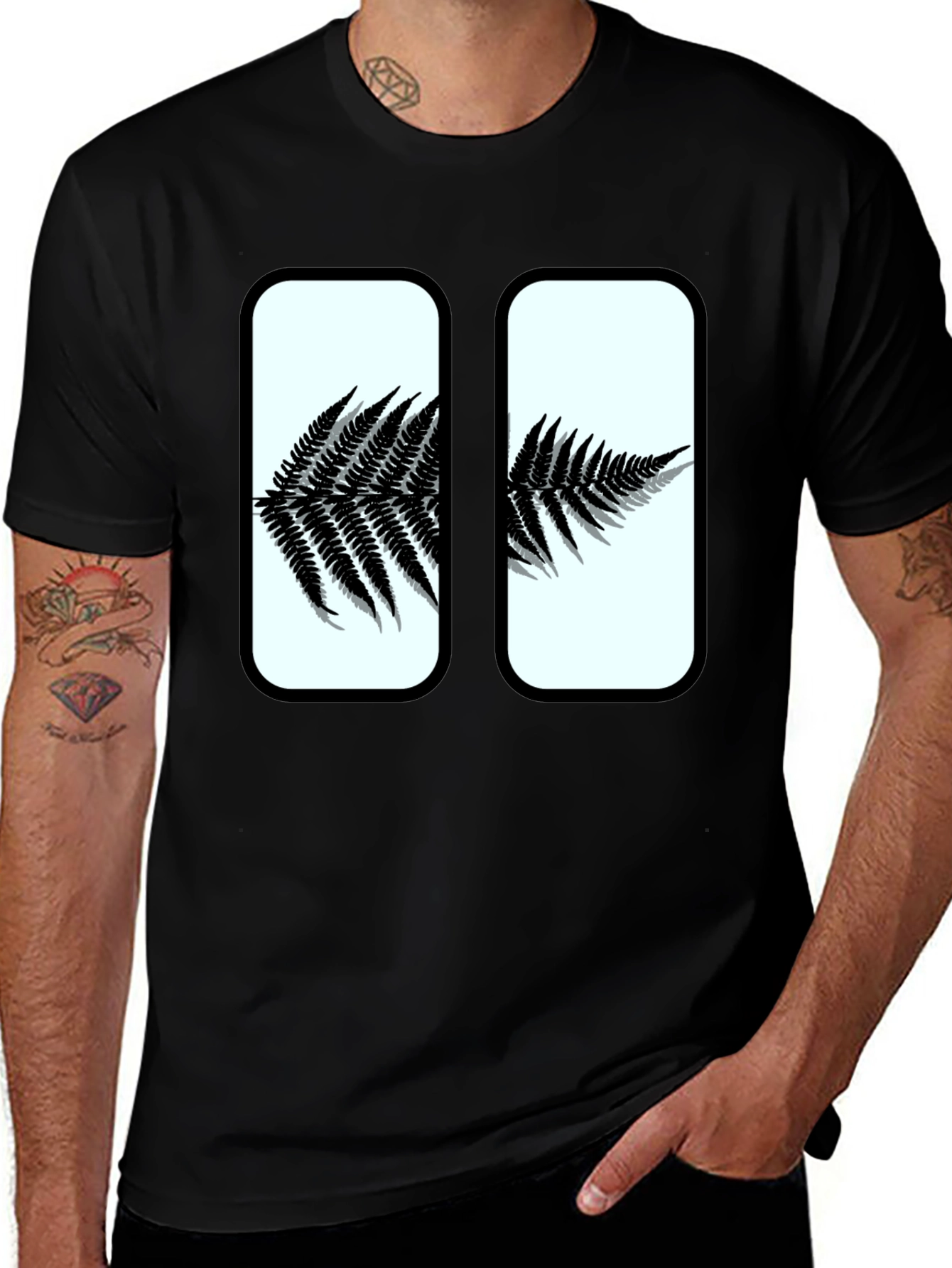 Fern Graphic Print Black T-Shirt