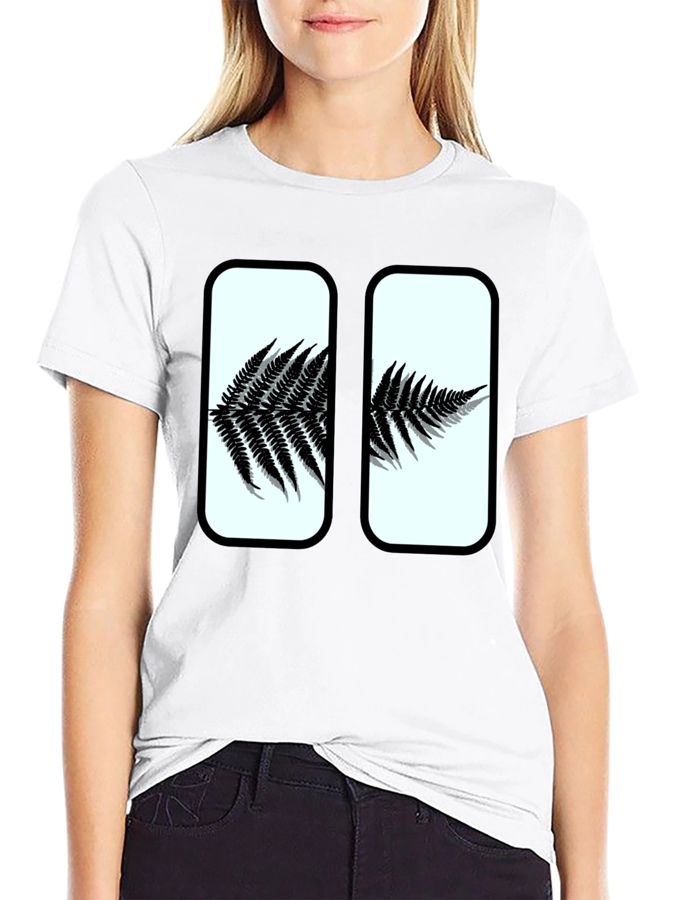 Fern Graphic Print Black T-Shirt