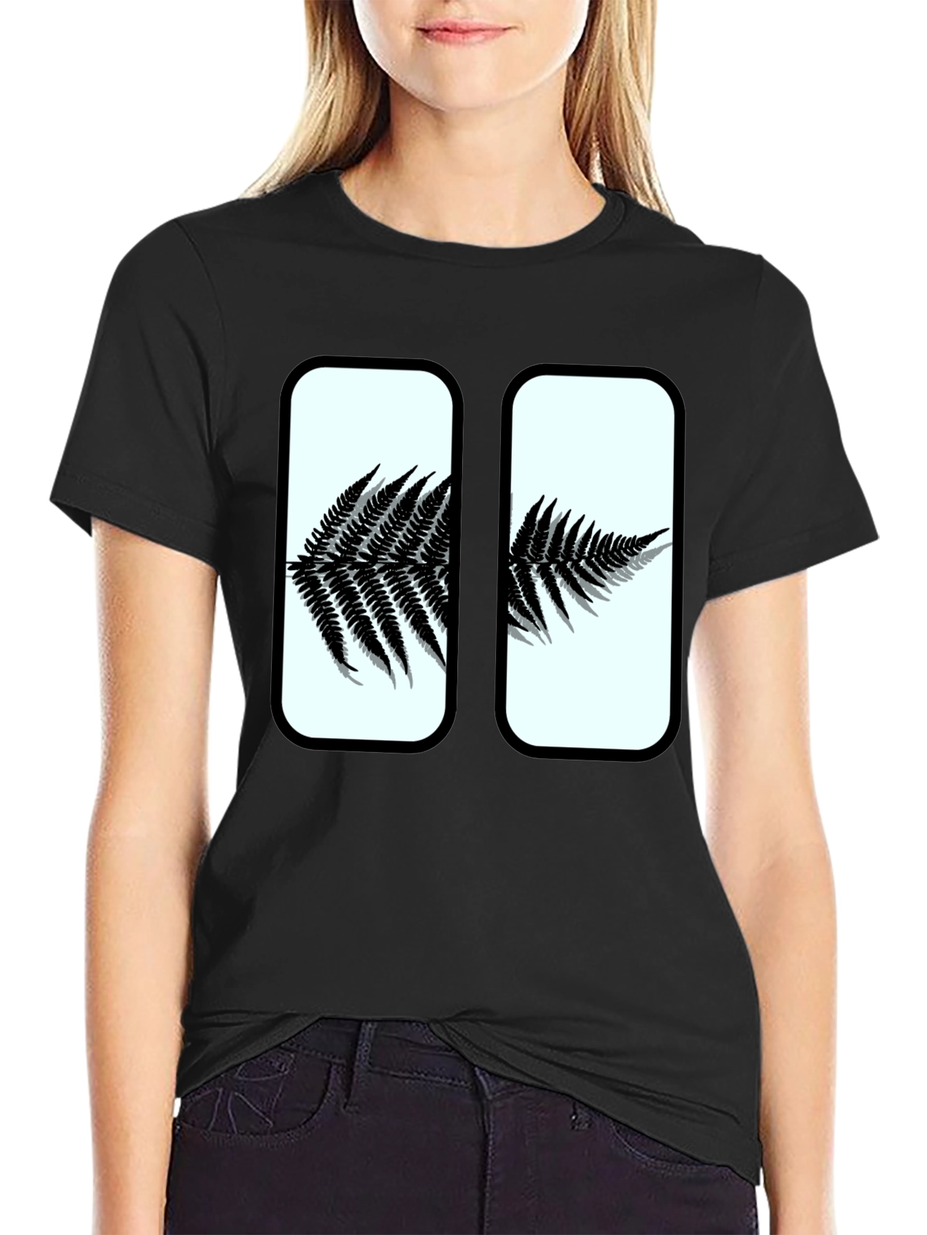 Fern Graphic Print Black T-Shirt