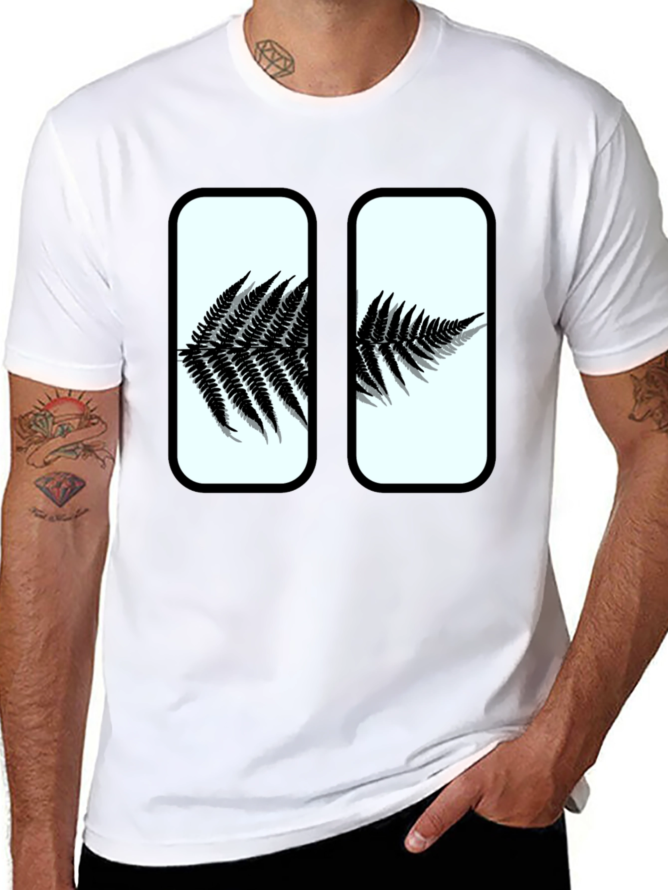 Fern Graphic Print Black T-Shirt