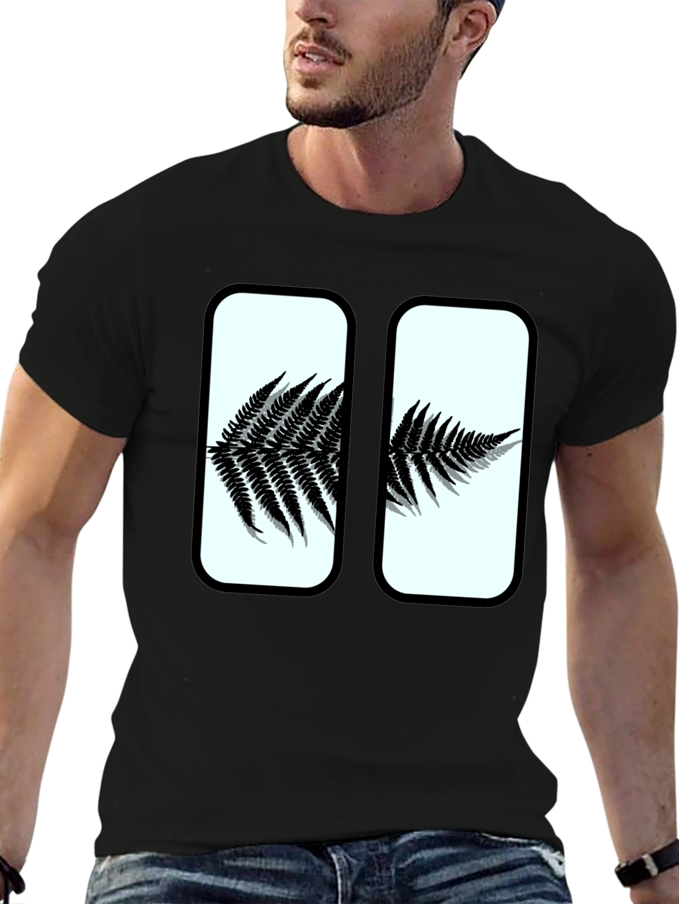 Fern Graphic Print Black T-Shirt