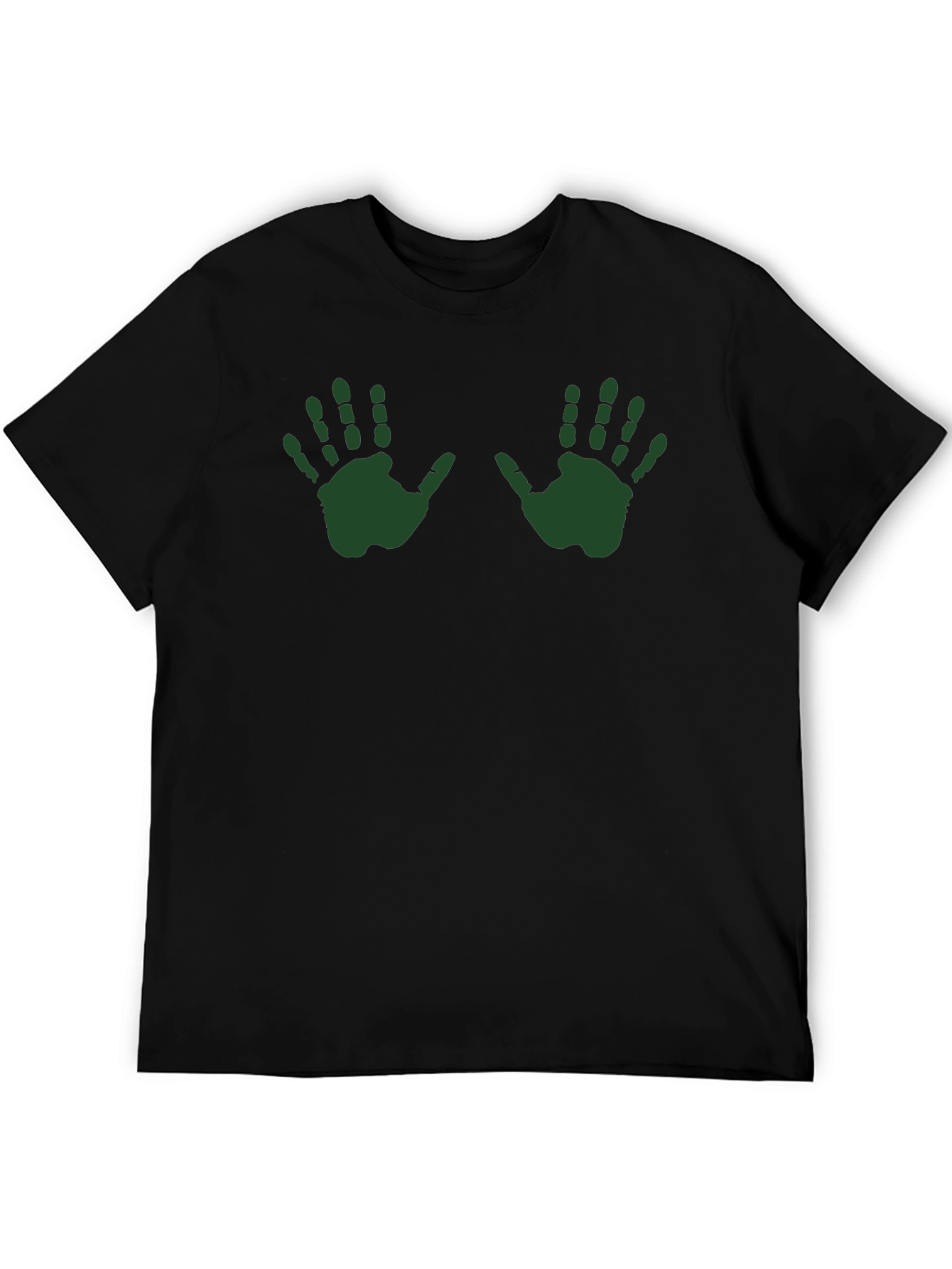 Green Handprint Graphic Tee - Casual Black T-Shirt