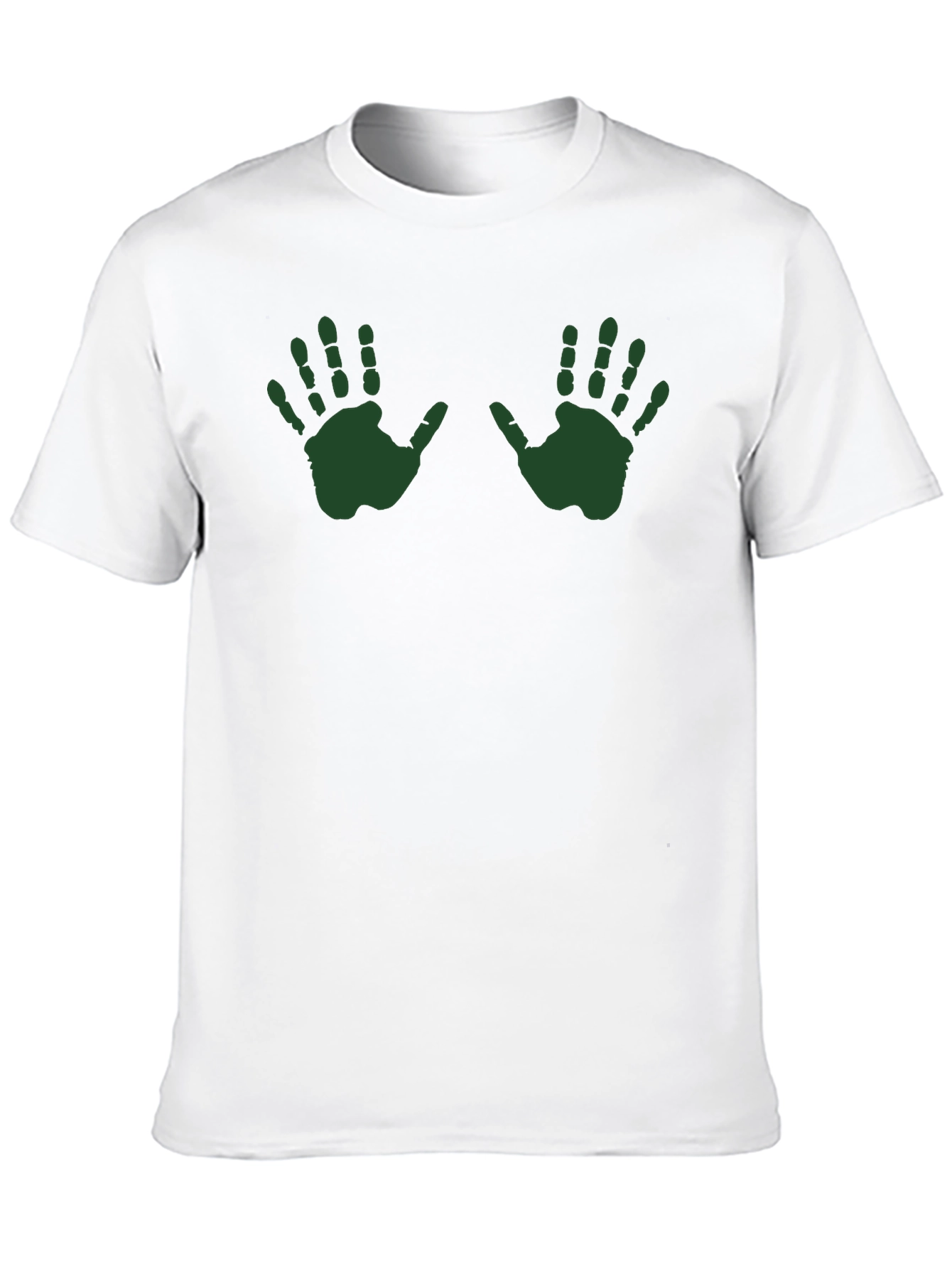 Green Handprint Graphic Tee - Casual Black T-Shirt