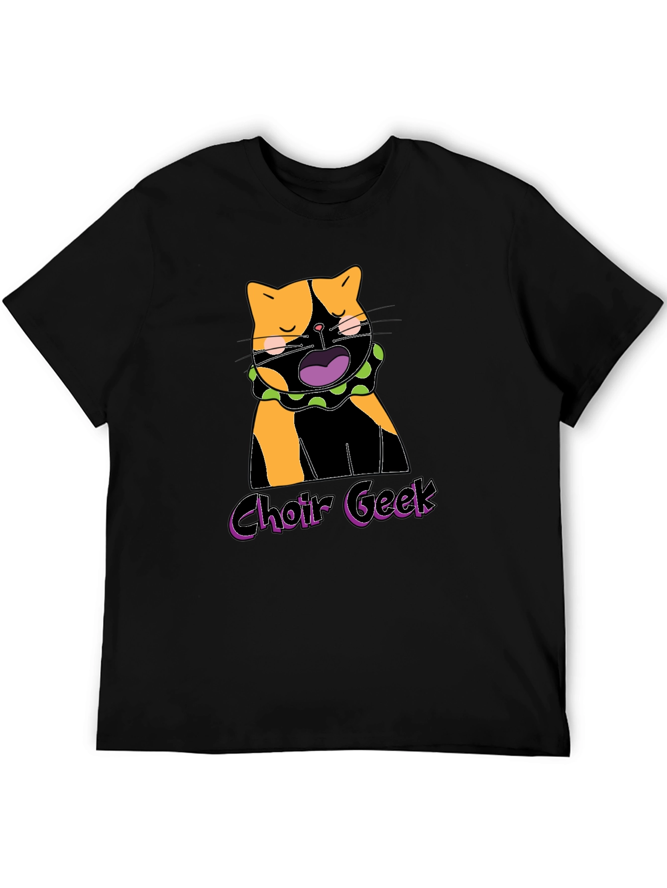 Choir Geek Cat Graphic Tee - Black Cotton T-Shirt