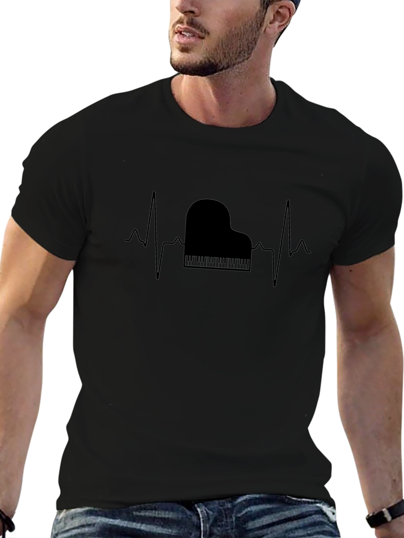 Piano Heartbeat T-Shirt - Music Lover Tee