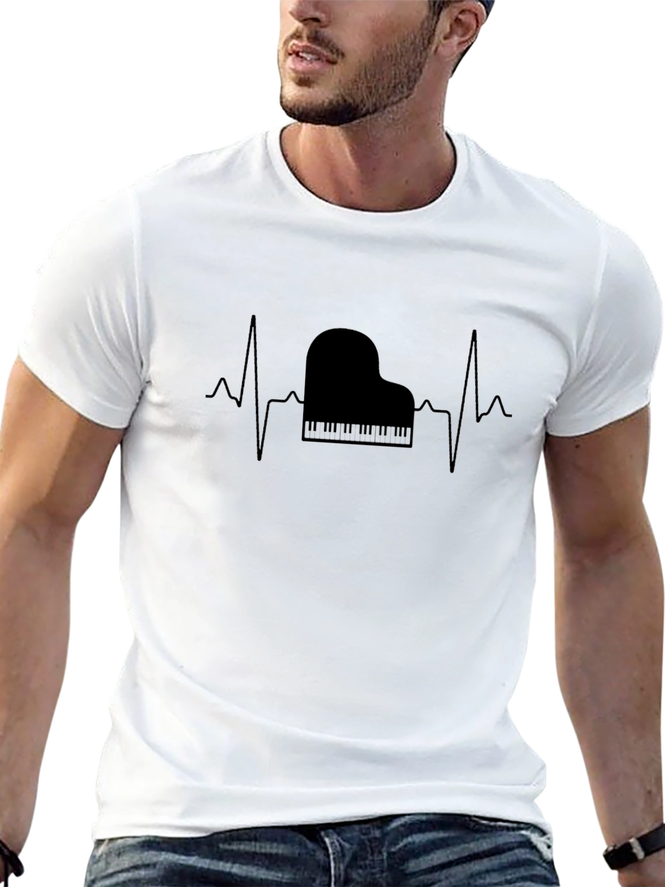 Piano Heartbeat T-Shirt - Music Lover Tee