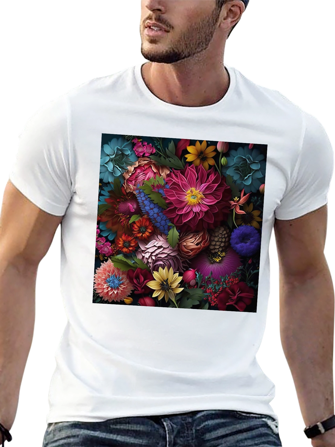 Floral Print Black T-Shirt