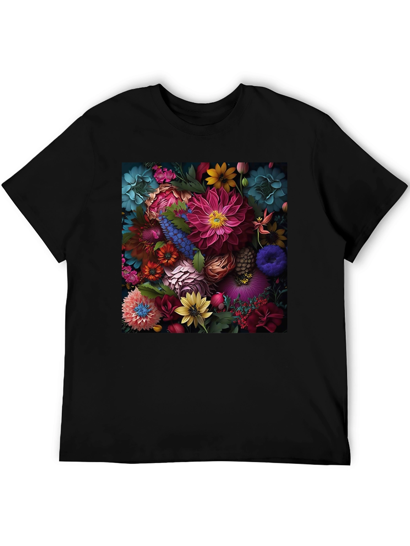 Floral Print Black T-Shirt