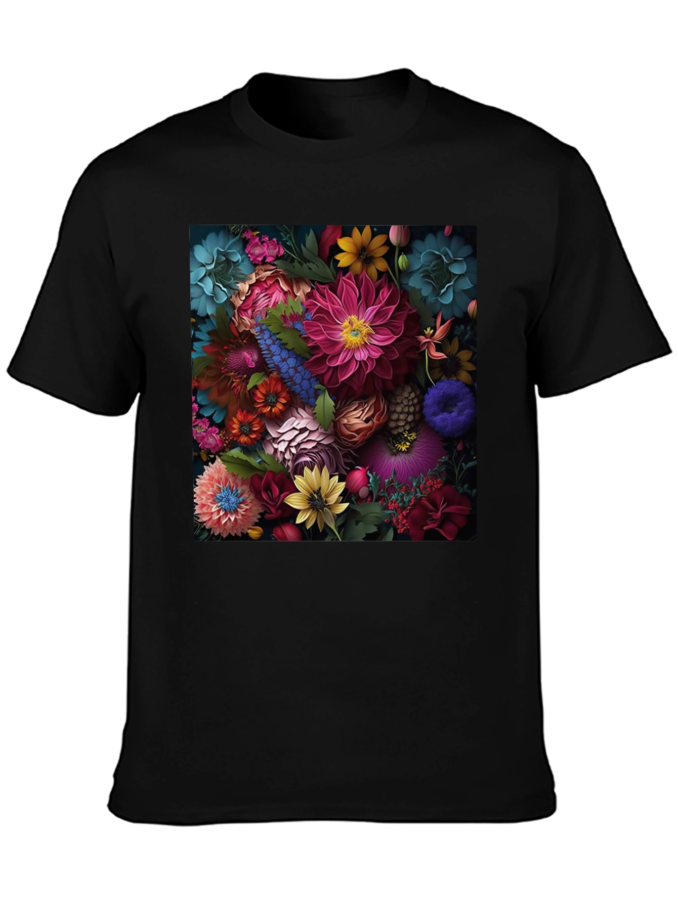 Floral Print Black T-Shirt