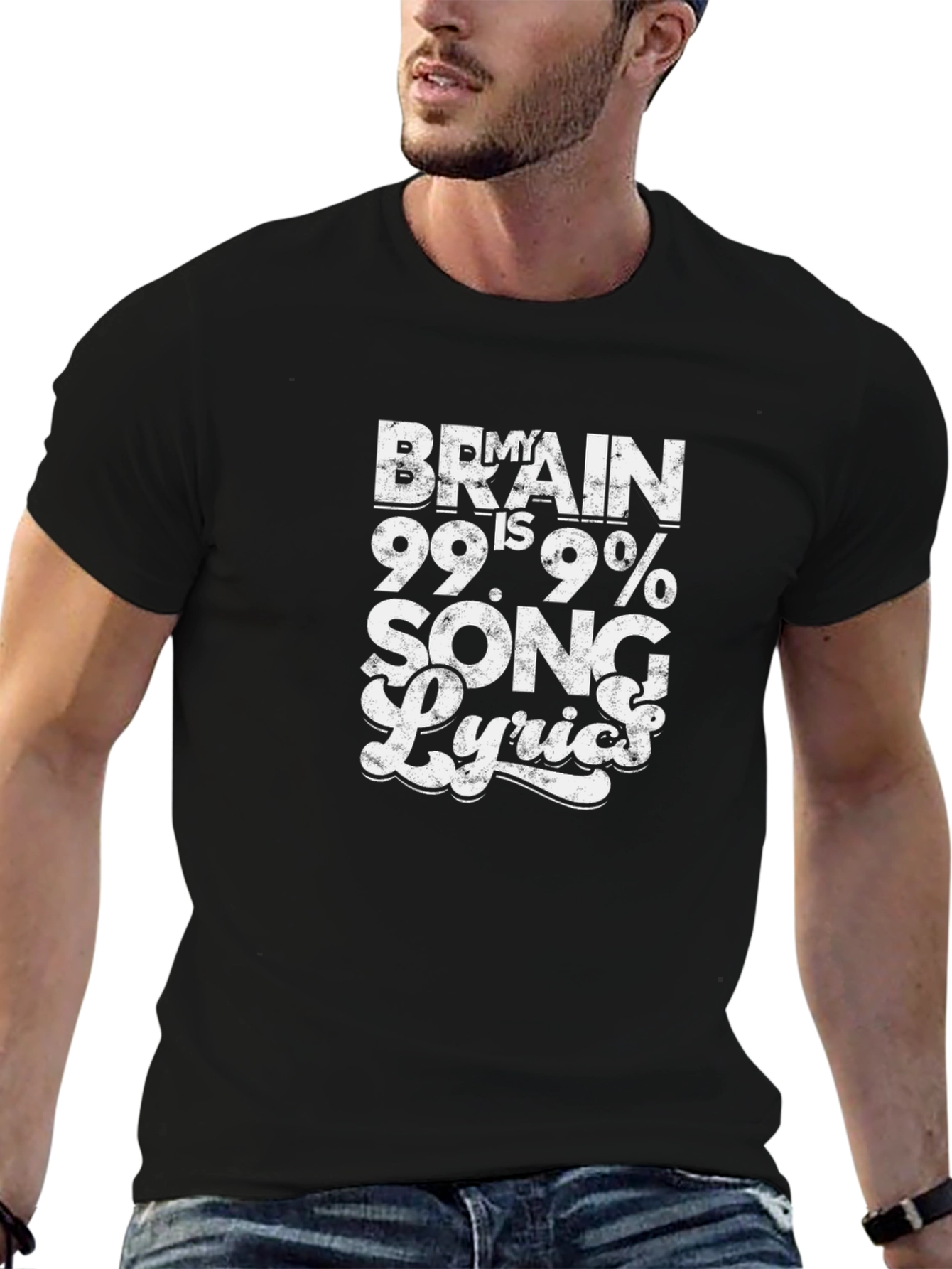 Brain is 99.9% Song Lyrics Black T-Shirt
