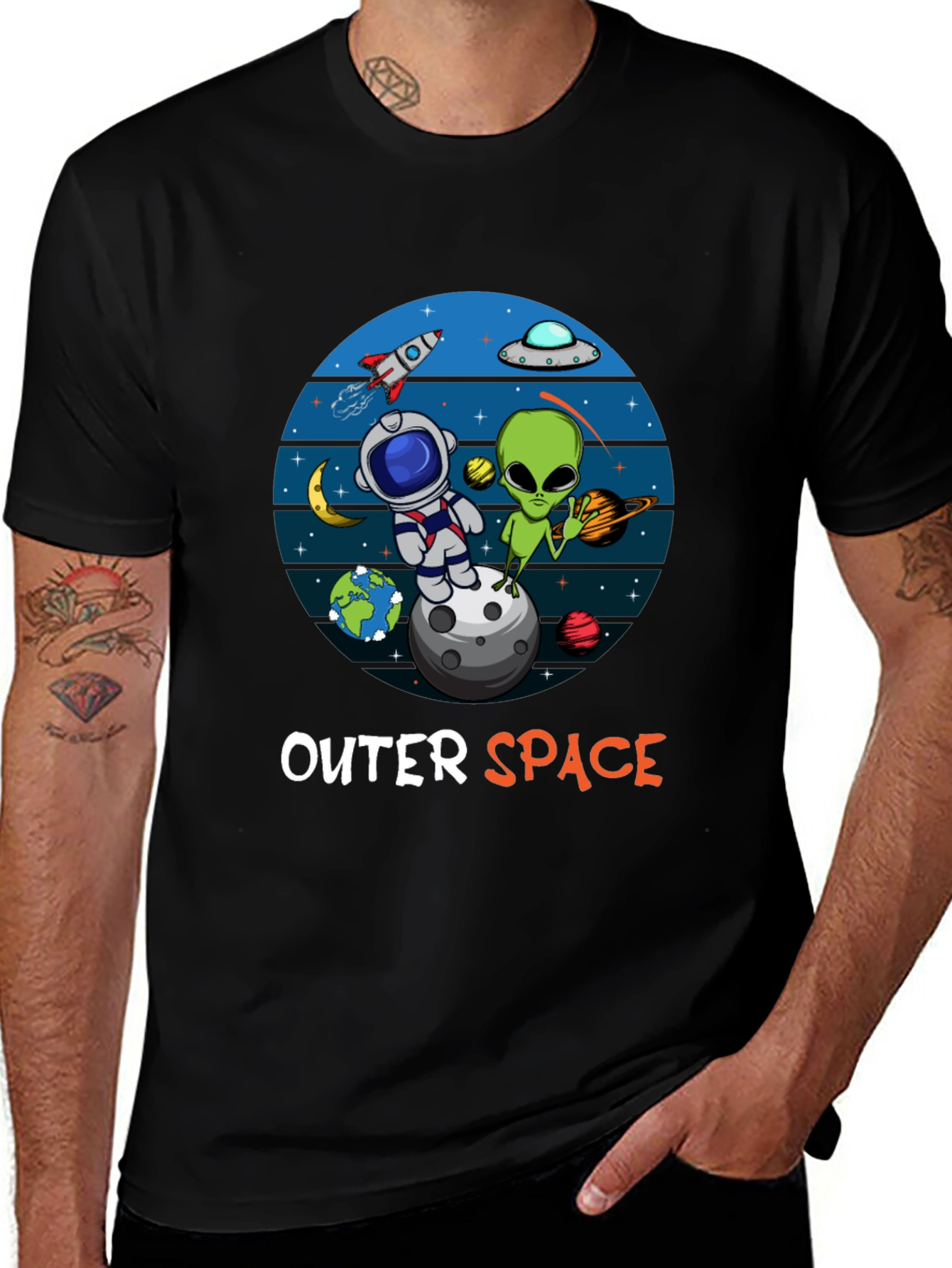 Outer Space Tee: Astronaut & Alien Design