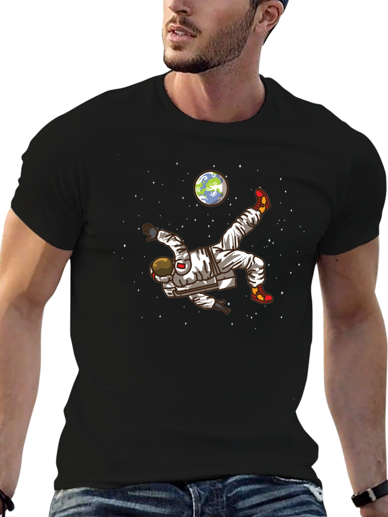 Astronaut Soccer Kick Graphic Tee