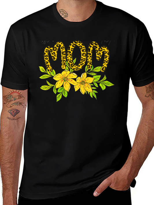 Leopard Print Floral Mom T-Shirt - Stylish Comfort