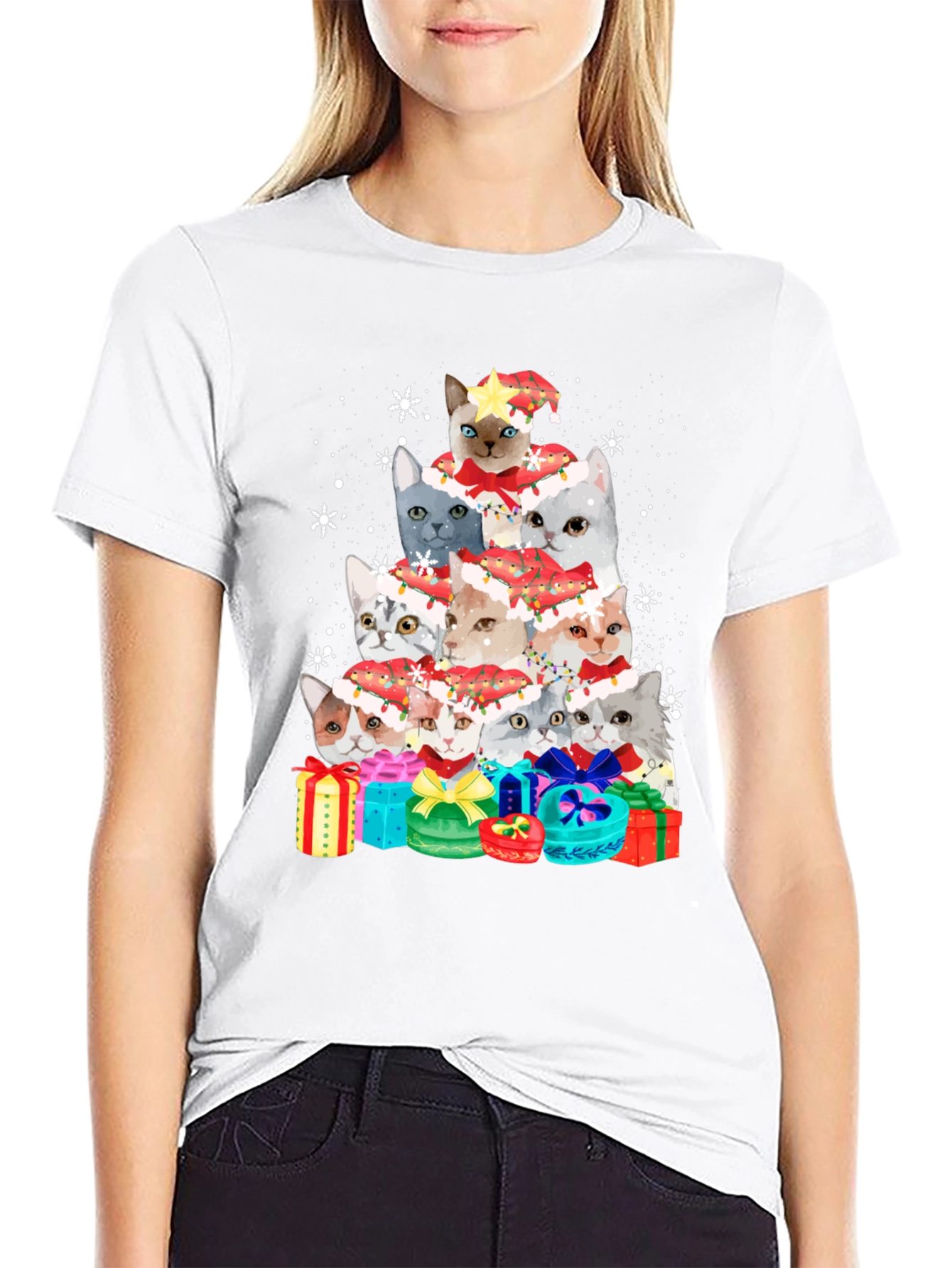 Festive Cat Christmas Tree T-Shirt