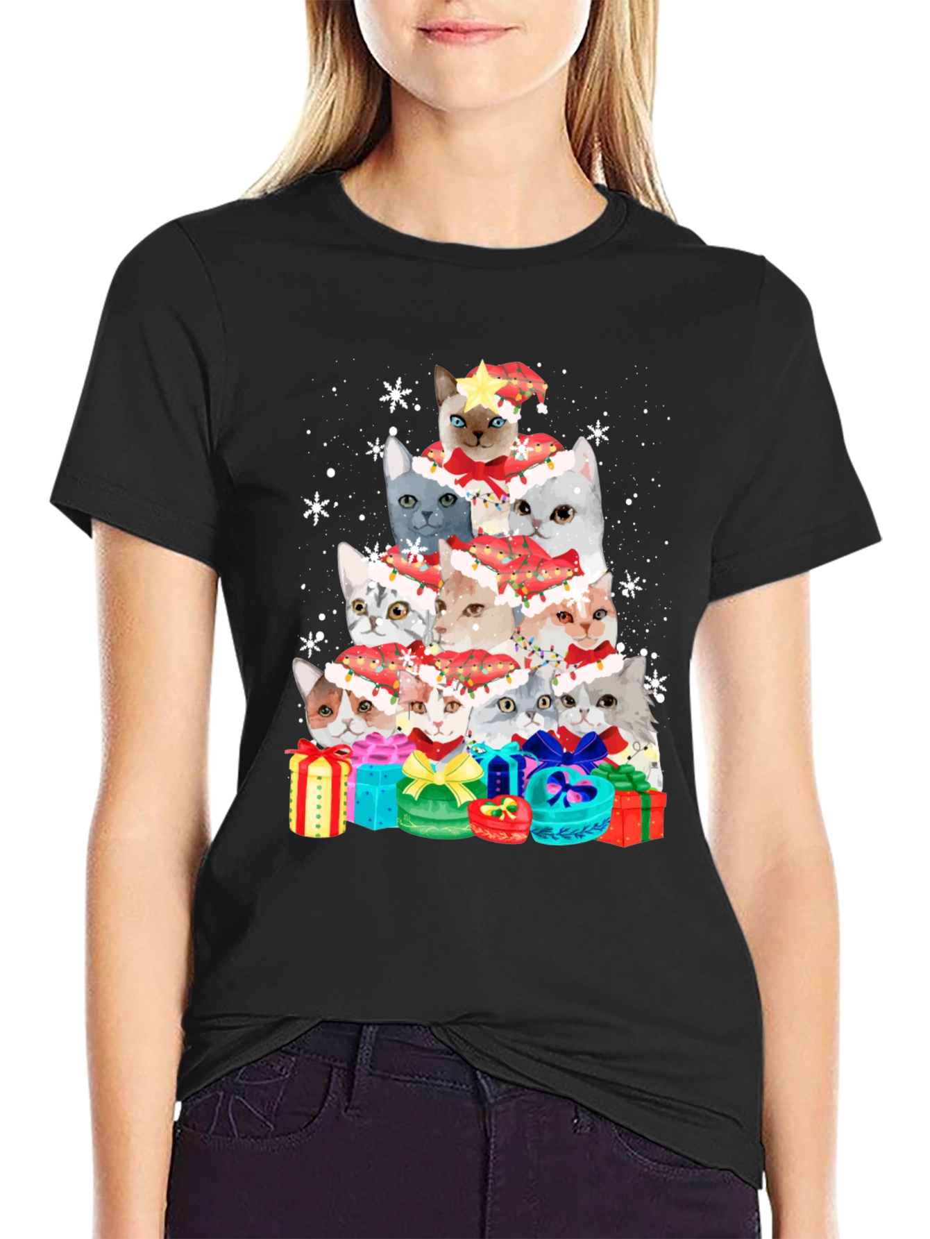 Festive Cat Christmas Tree T-Shirt