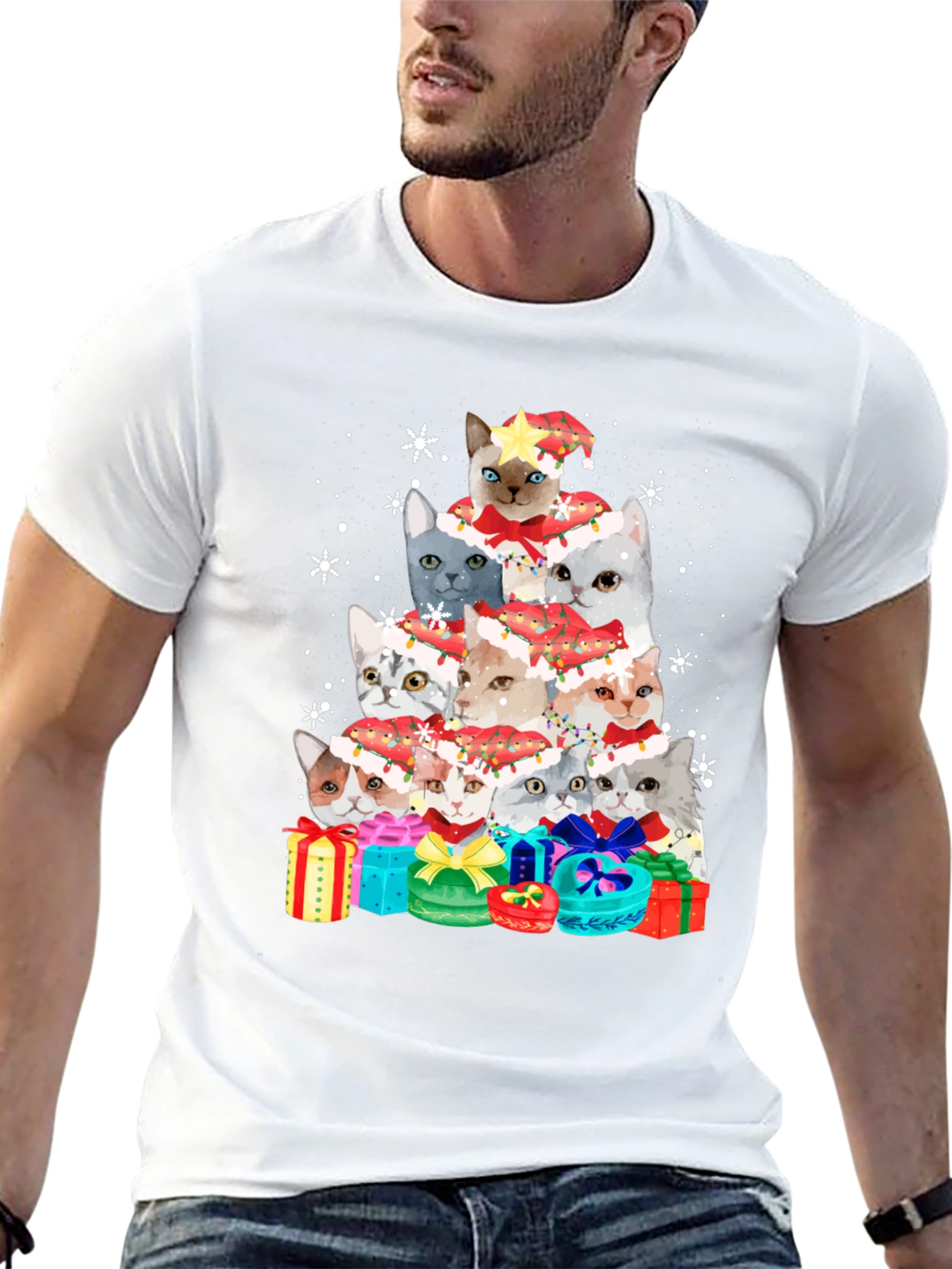 Festive Cat Christmas Tree T-Shirt
