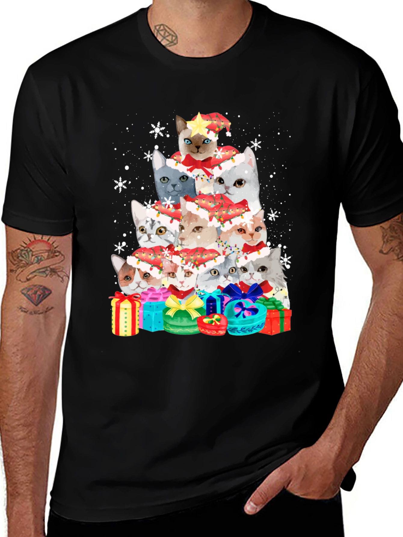 Festive Cat Christmas Tree T-Shirt
