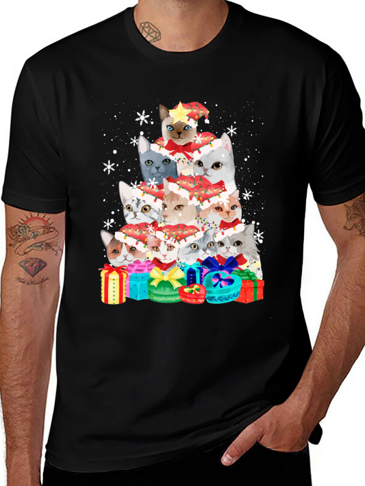 Festive Cat Christmas Tree T-Shirt