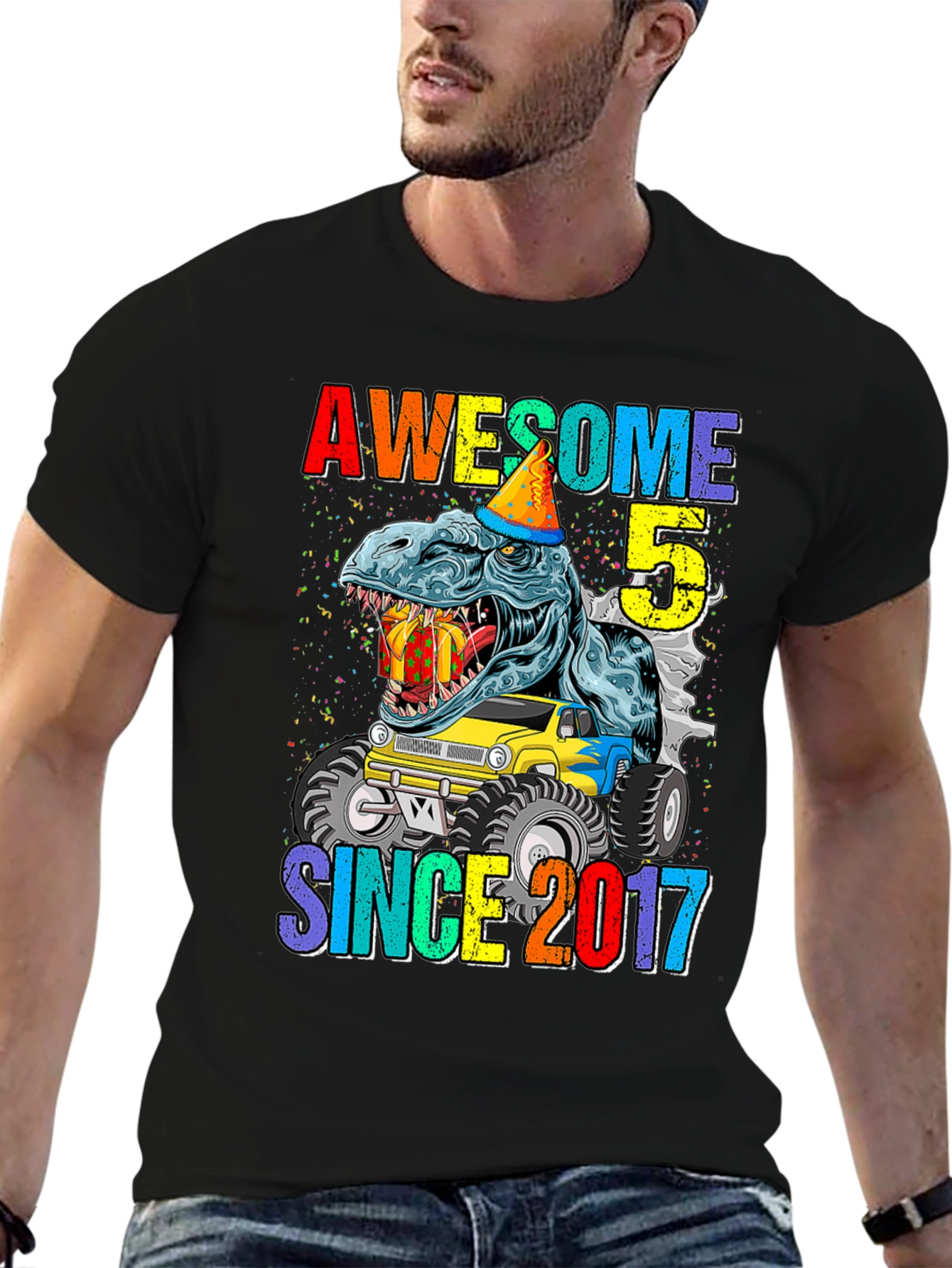 Awesome Since 2017 T-Rex 5th Birthday Shirt