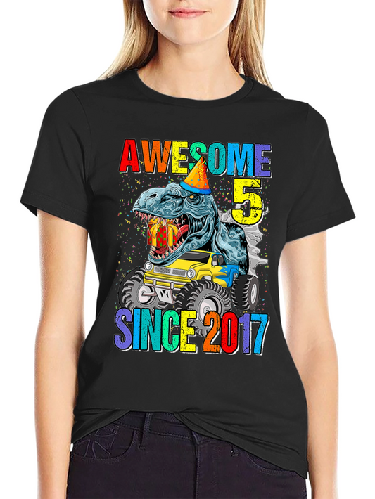 Awesome Since 2017 T-Rex 5th Birthday Shirt