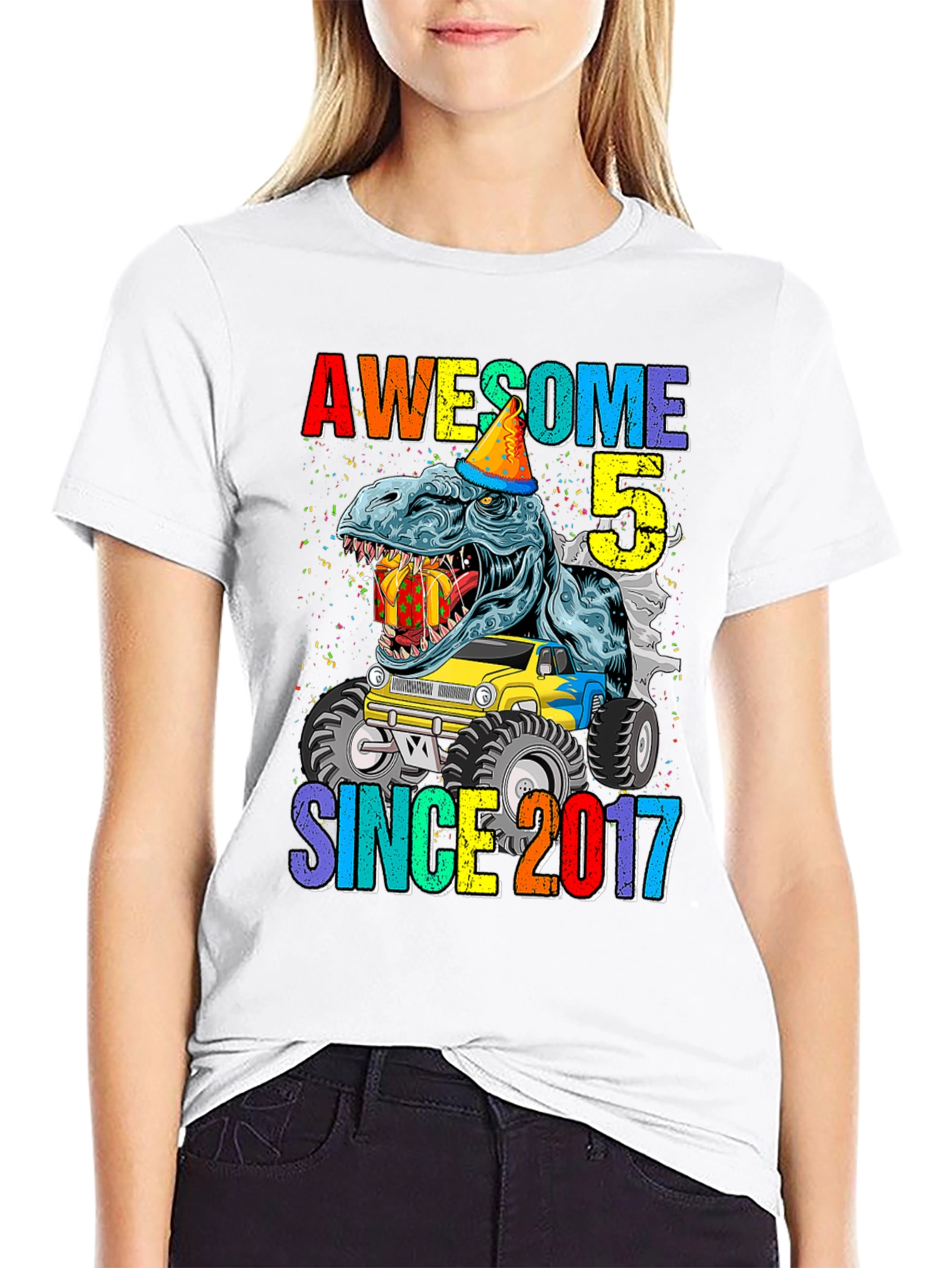 Awesome Since 2017 T-Rex 5th Birthday Shirt