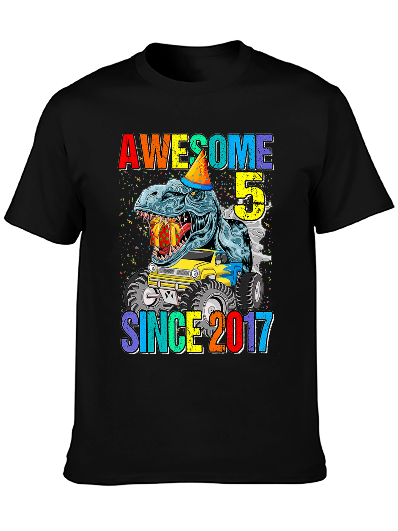 Awesome Since 2017 T-Rex 5th Birthday Shirt