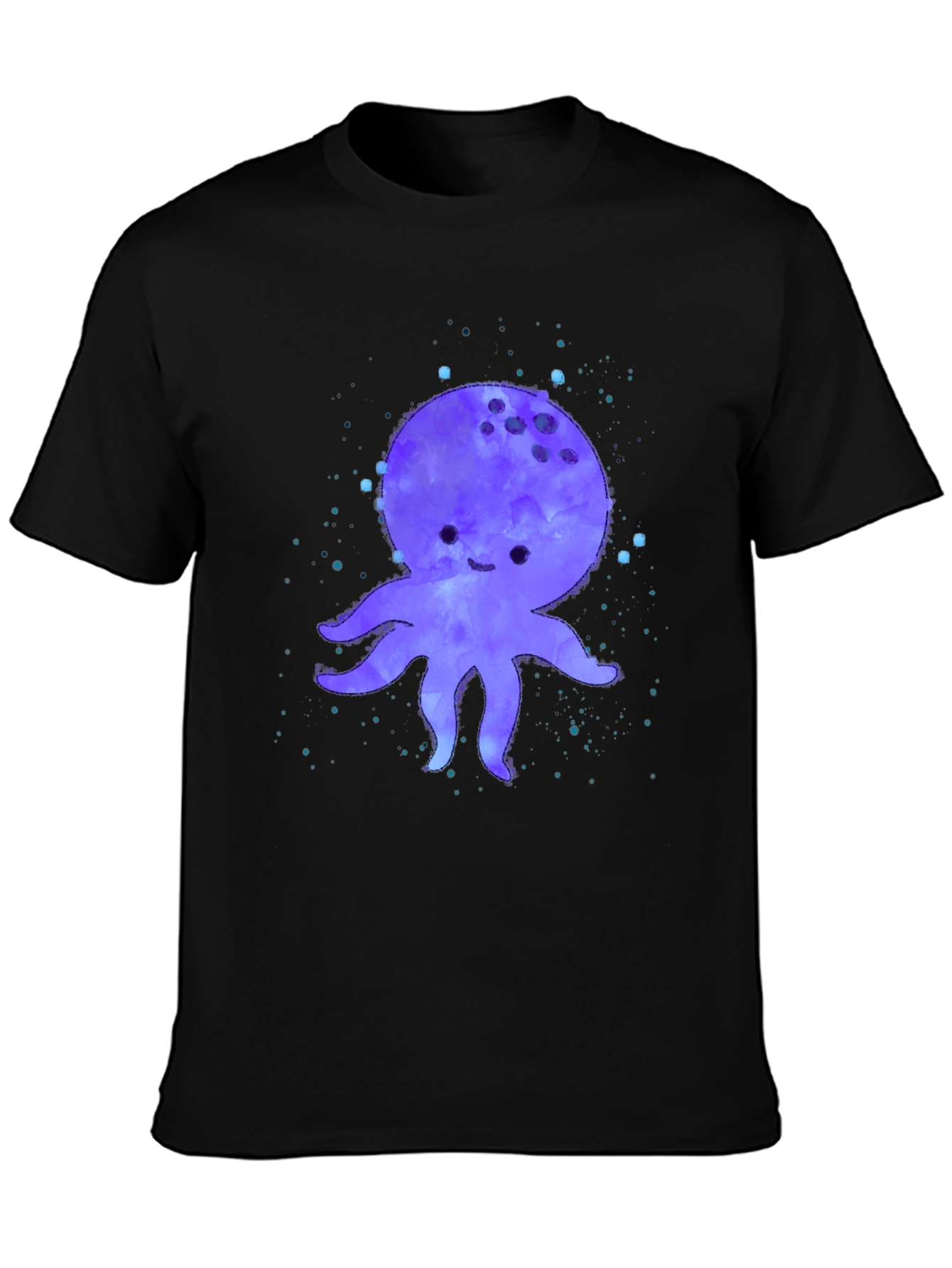 Cute Octopus Graphic Print Black T-Shirt