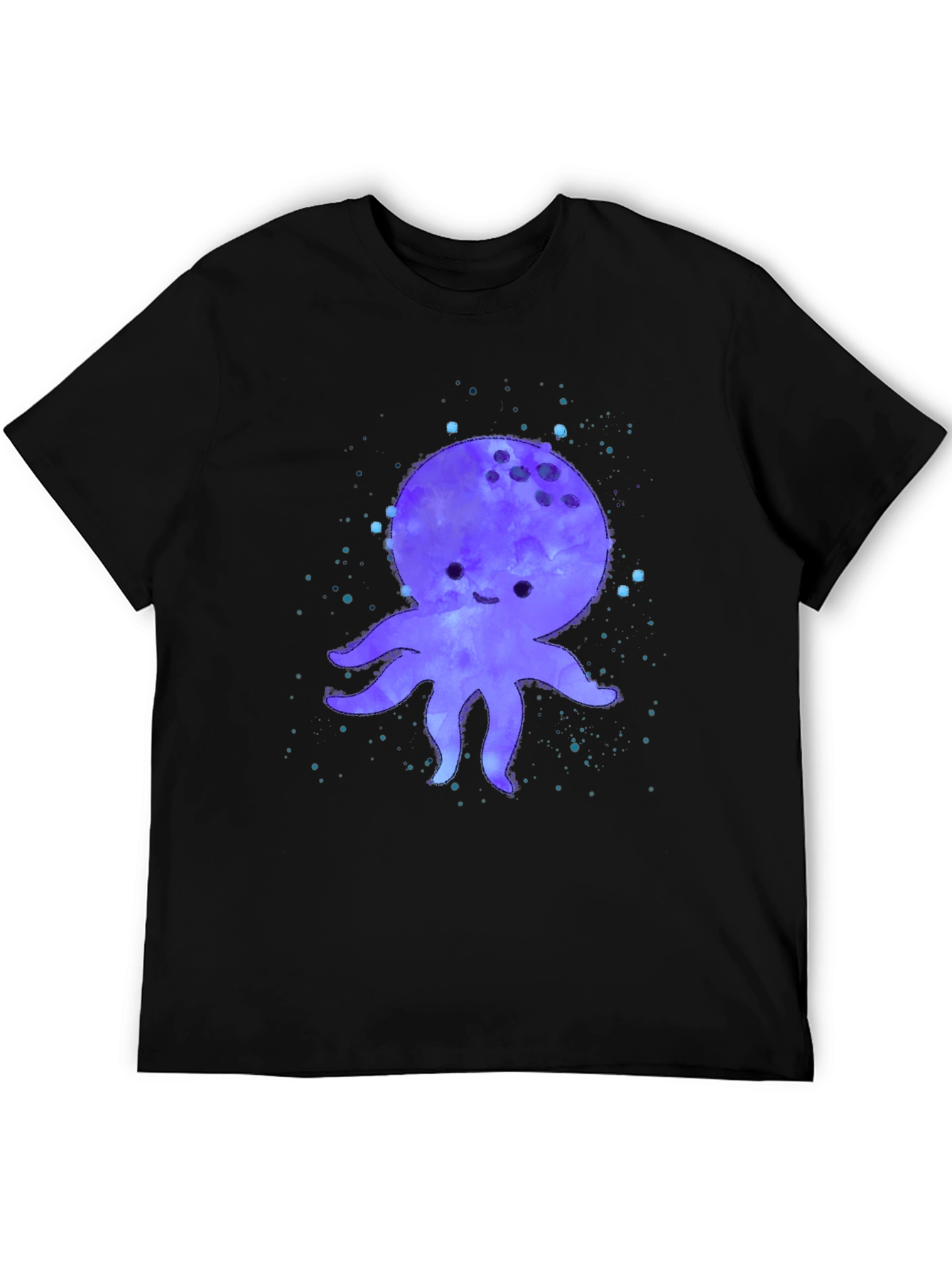 Cute Octopus Graphic Print Black T-Shirt